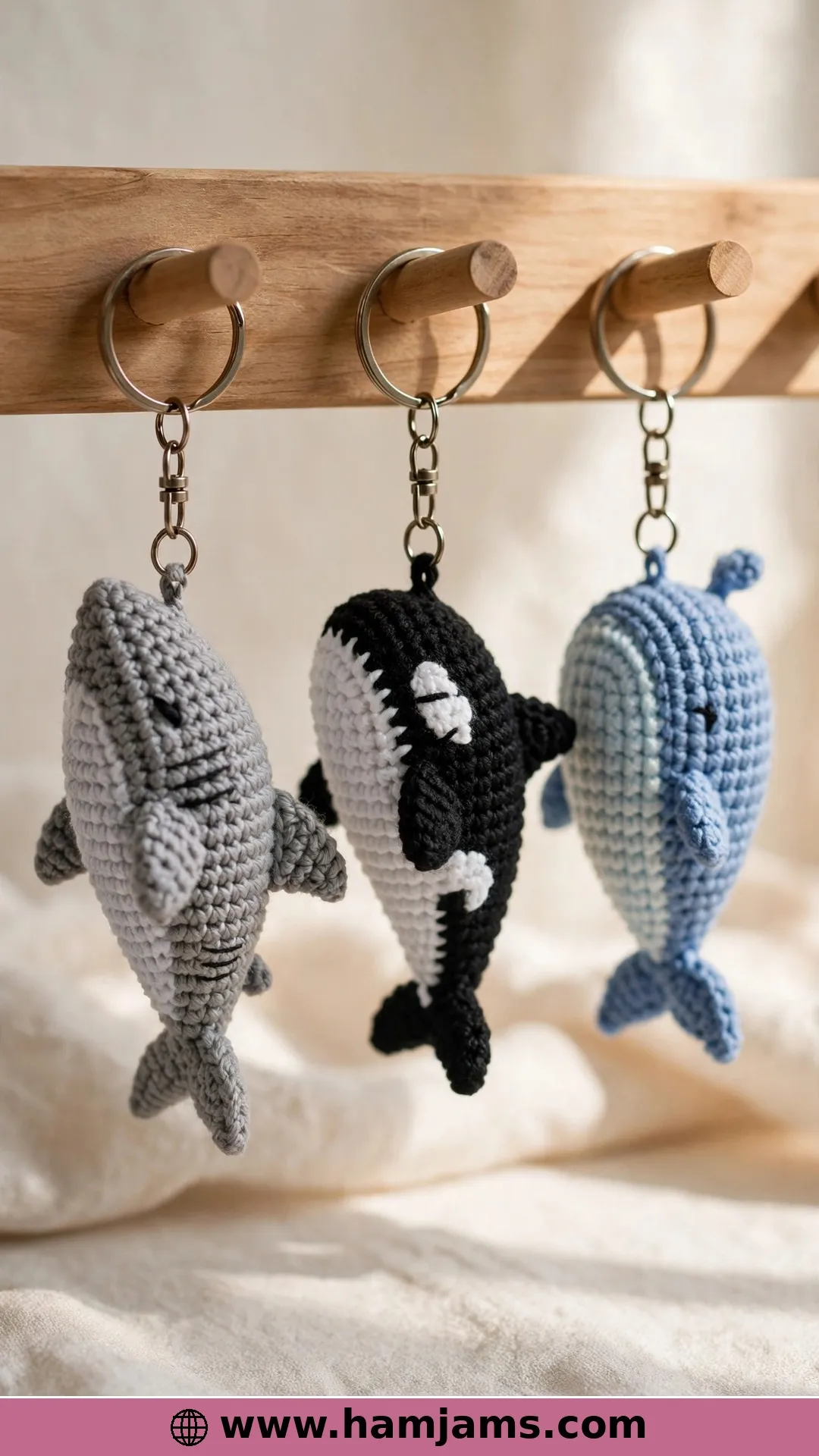 One Base, Three Sea Friends: the Shark Keyring