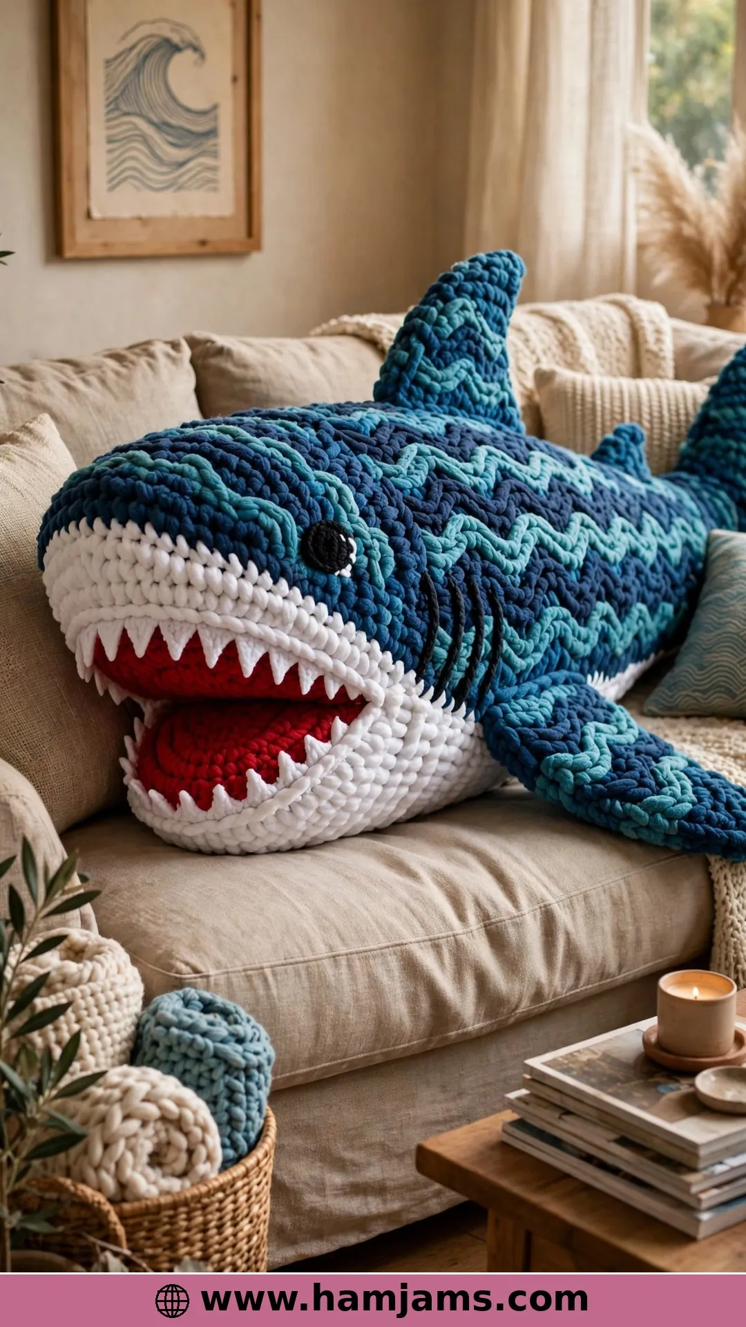 The Giant Shark Pillow for Shark Week Sofas