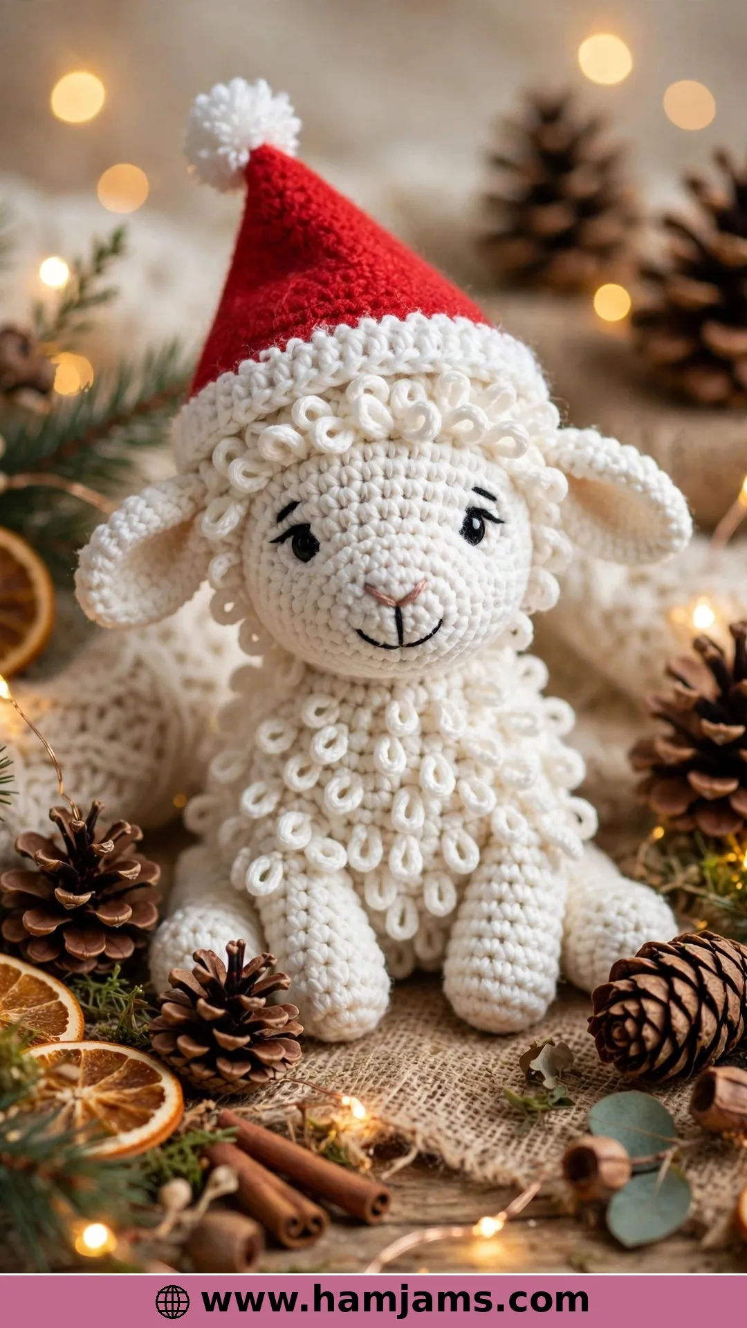The Christmas Lamb With a Santa Hat