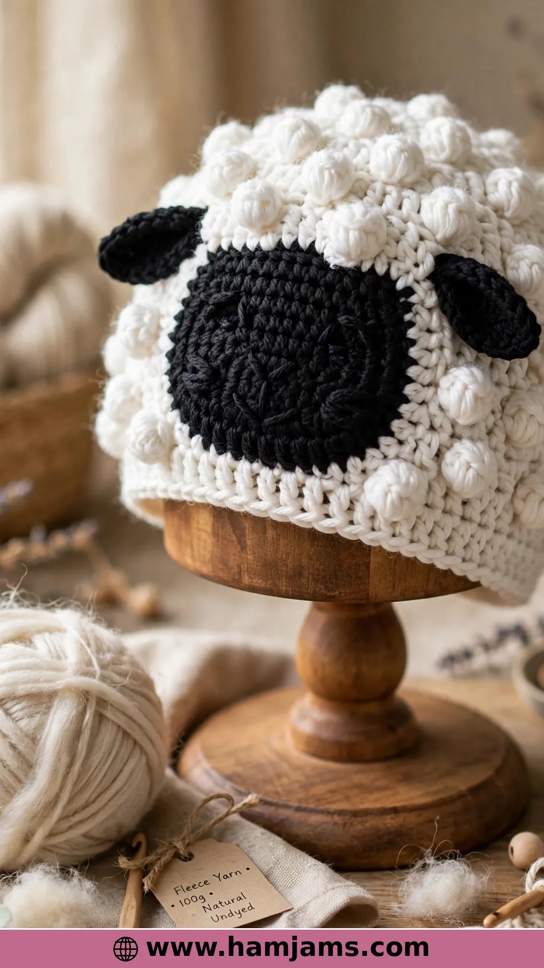 The Bobble-Stitch Sheep Hat