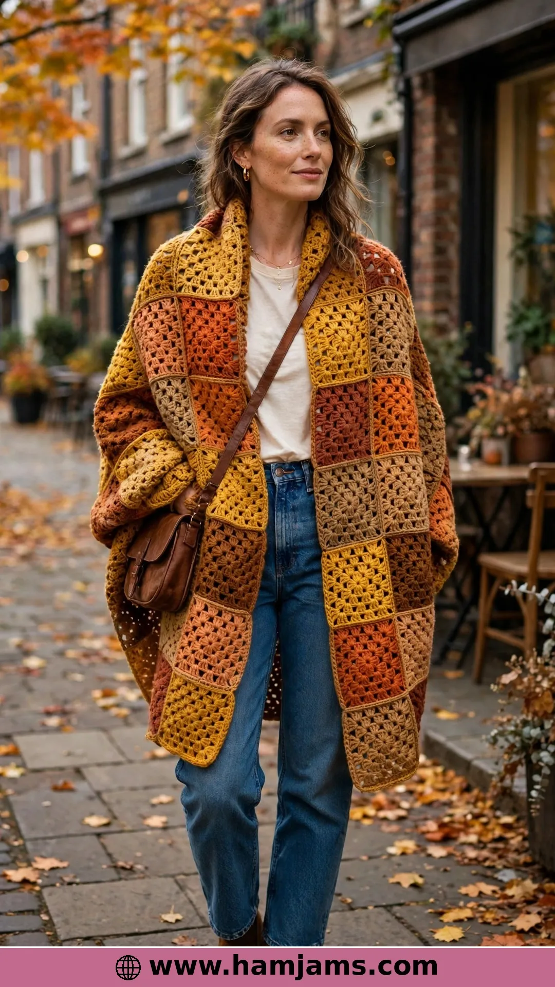 Patchwork Squares in Mustard and Terracotta