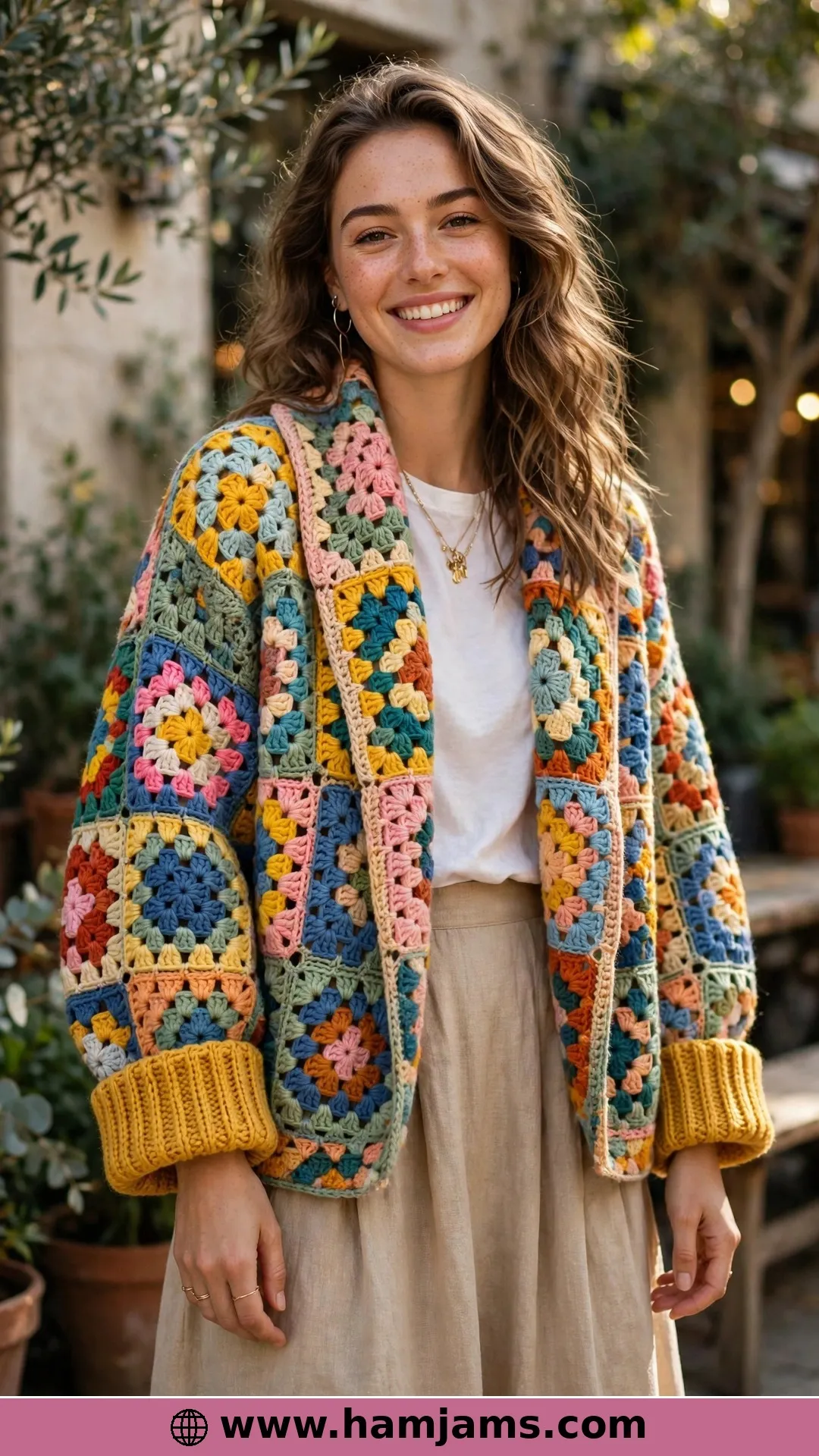 Six Oversized Granny Squares, One Cosy Shrug