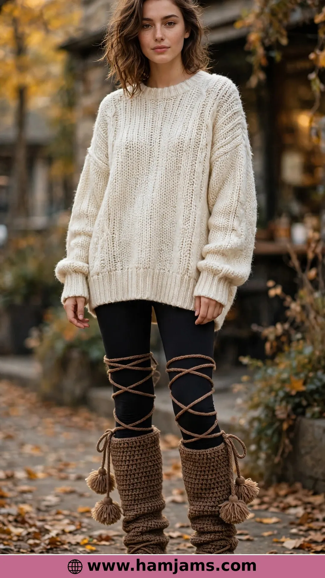 Tall Moccasin Slippers With Pompom Ties