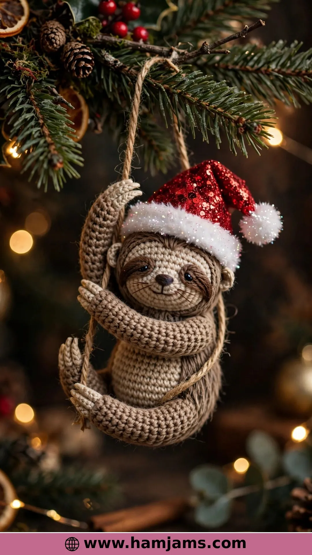 The Santa Sloth Tree Ornament