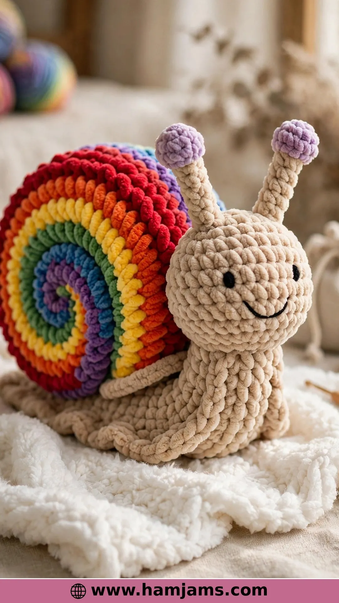 A Plump Plush Snail in Super Bulky Yarn
