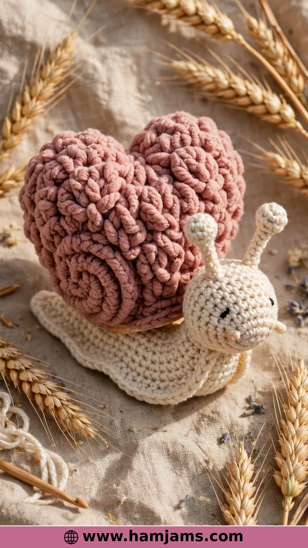The Wheat Stitch Snail with a Heart for a Shell