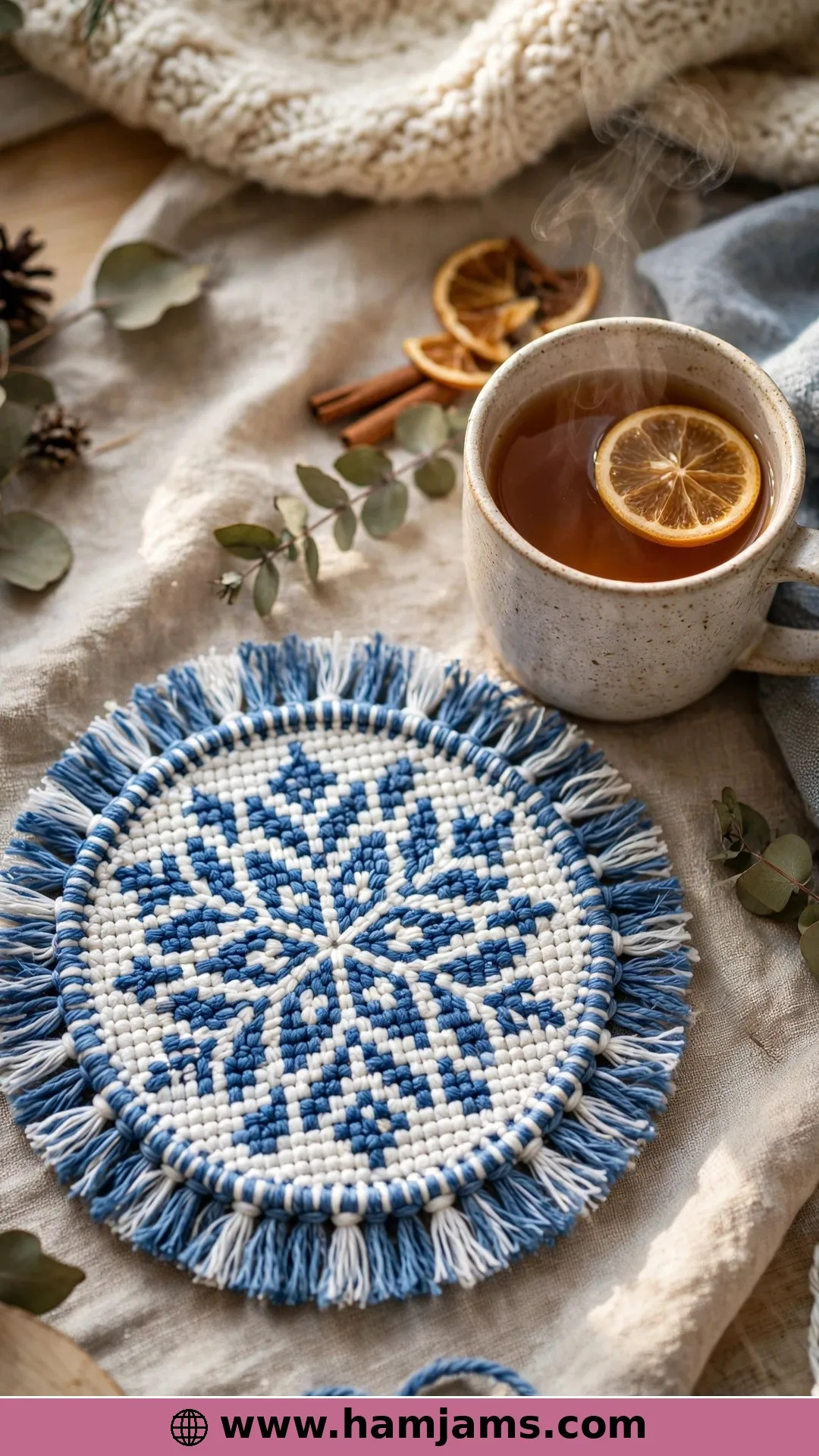 The Mosaic Snowflake Coaster With Fringe