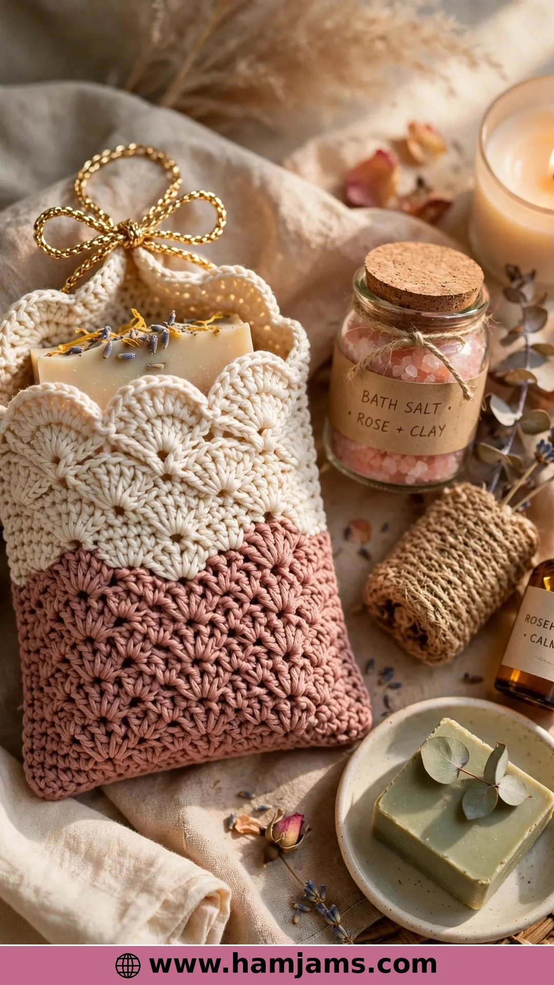 Tea Rose Soap Saver Pouch