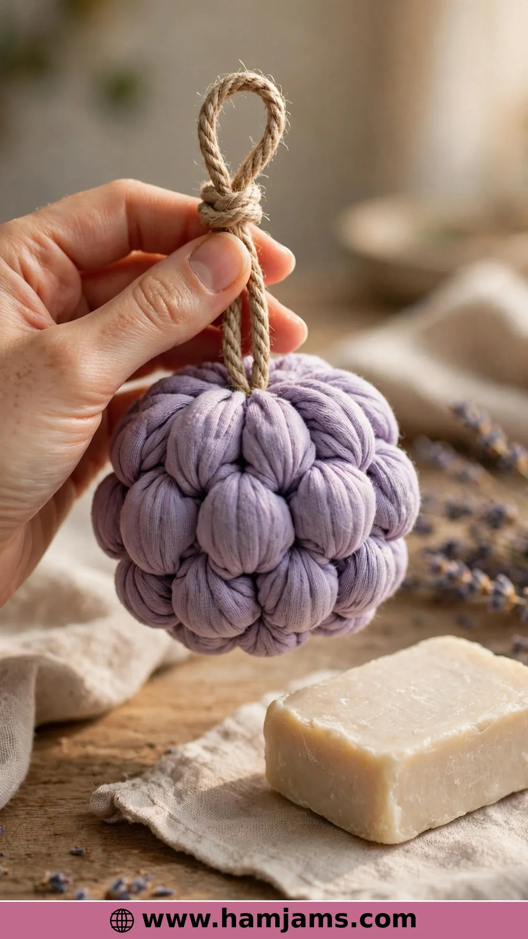 Puff Stitch Soap Saver with Rope Tie