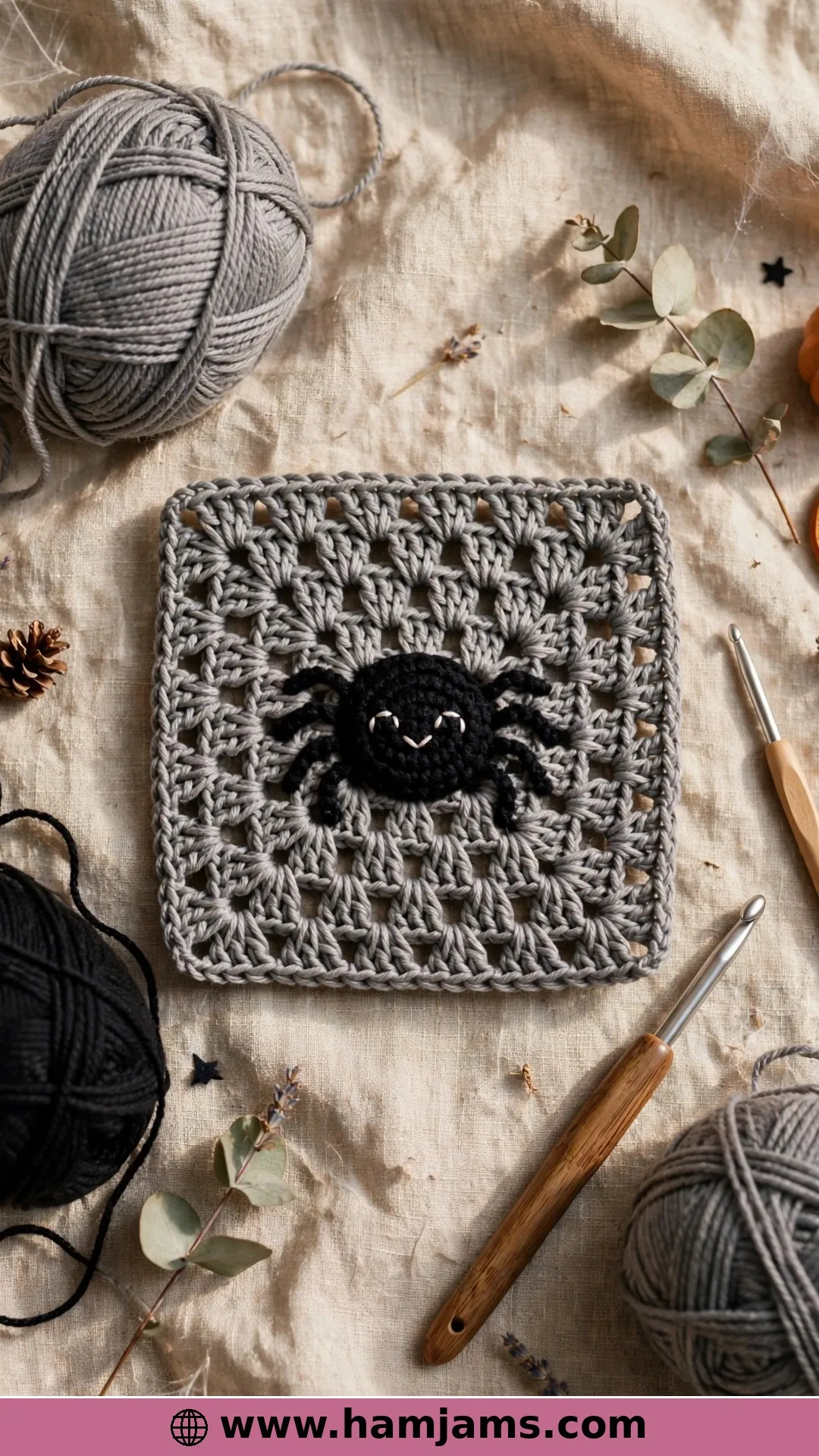 Spider Appliqué on a Granny Square