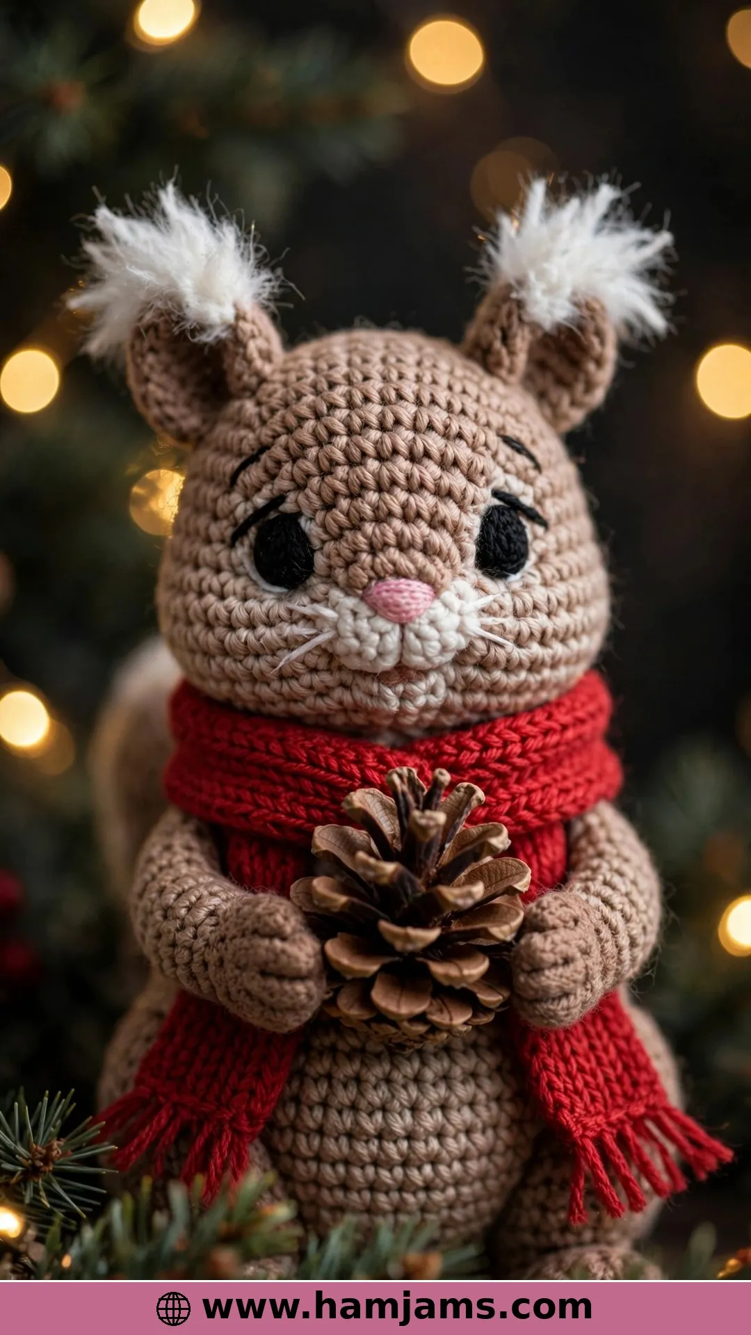 The Christmas Squirrel With Her Pinecone