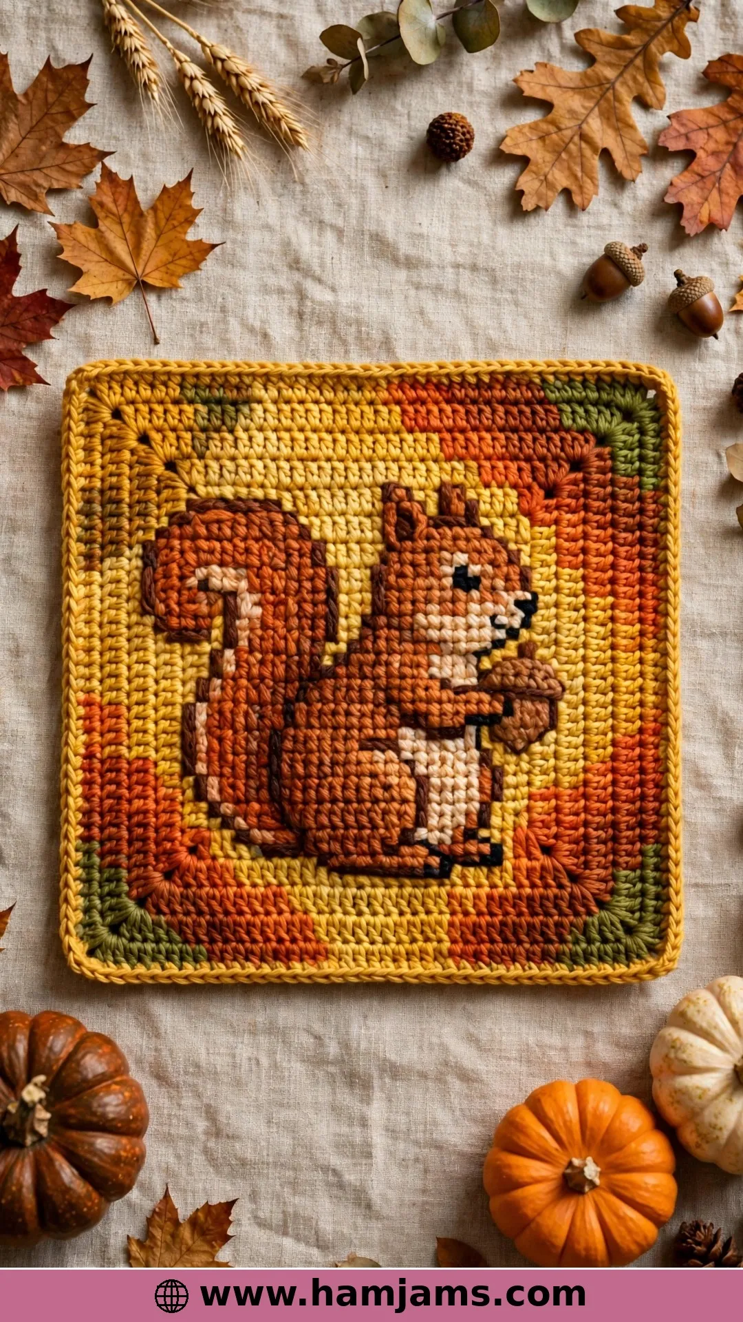The Harvest Blanket Squirrel Square