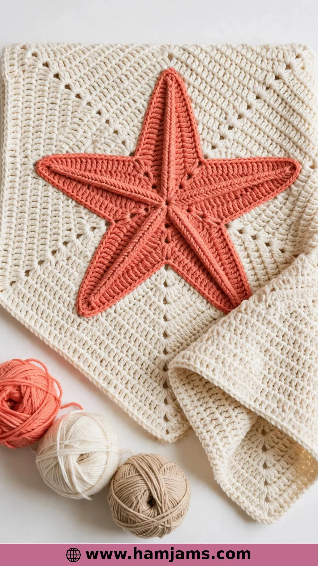 A Whole Starfish Baby Blanket, Corner to Corner