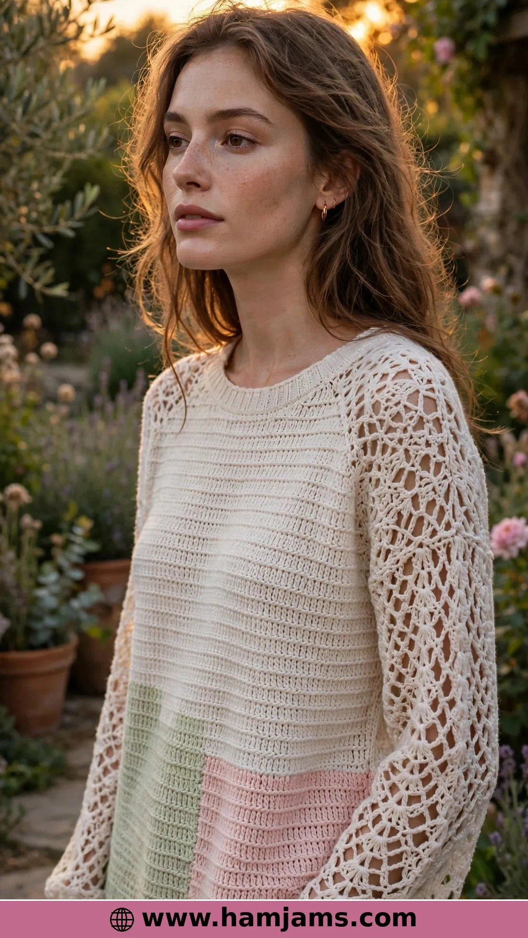 Lacy Colour Blocks With V-Stitch Sleeves