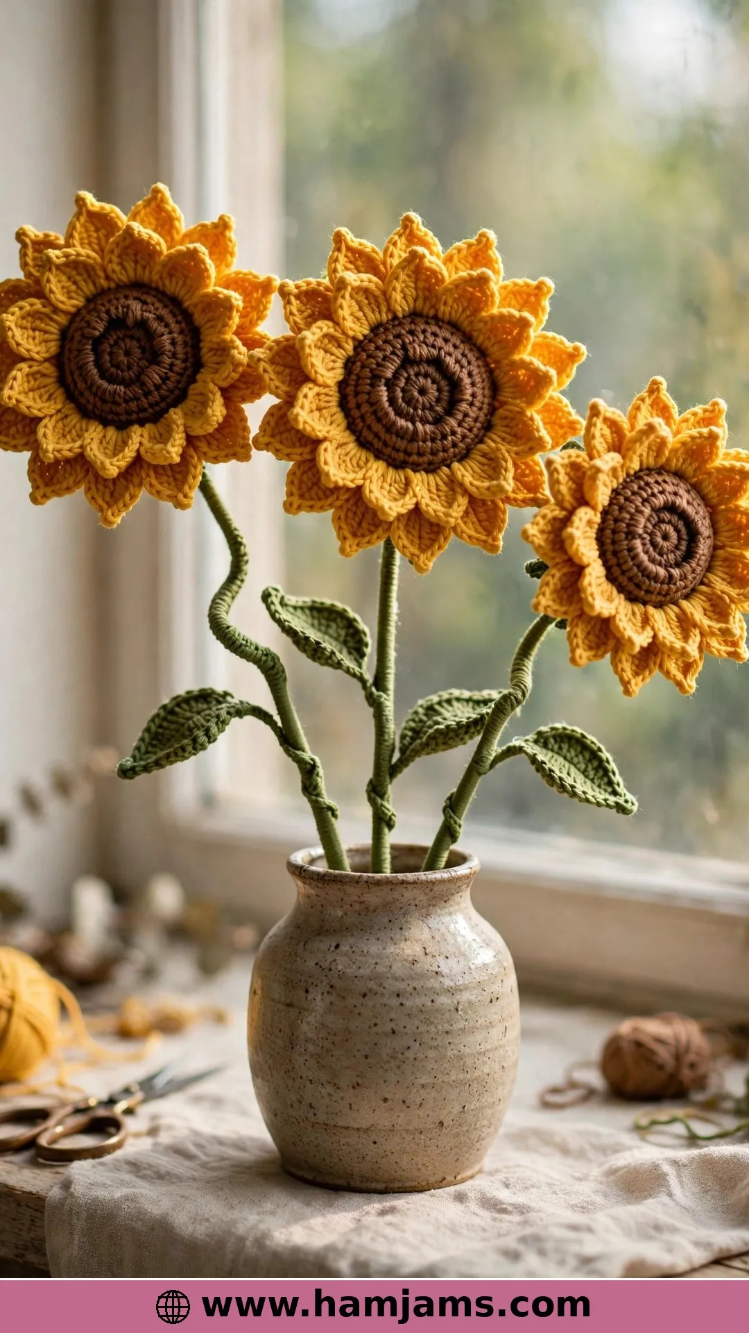 Poseable Sunflowers With Loop-Stitch Seeds