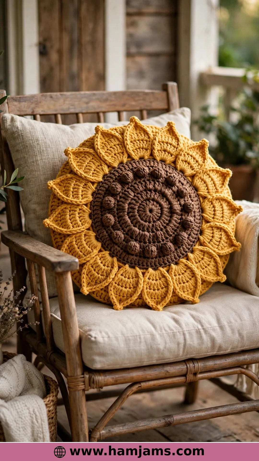 A Big Bobble-Centre Sunflower Pillow