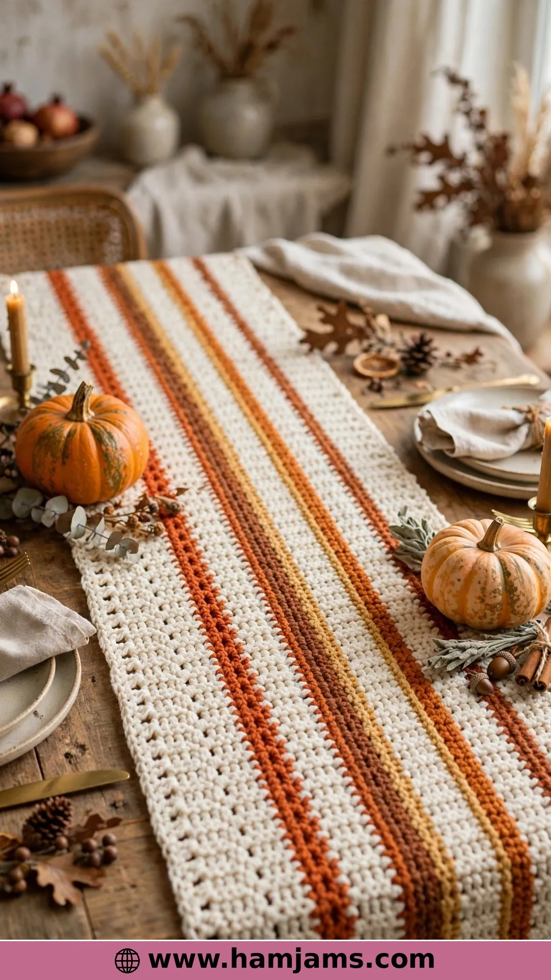 Autumn Stripes in Easy Moss Stitch