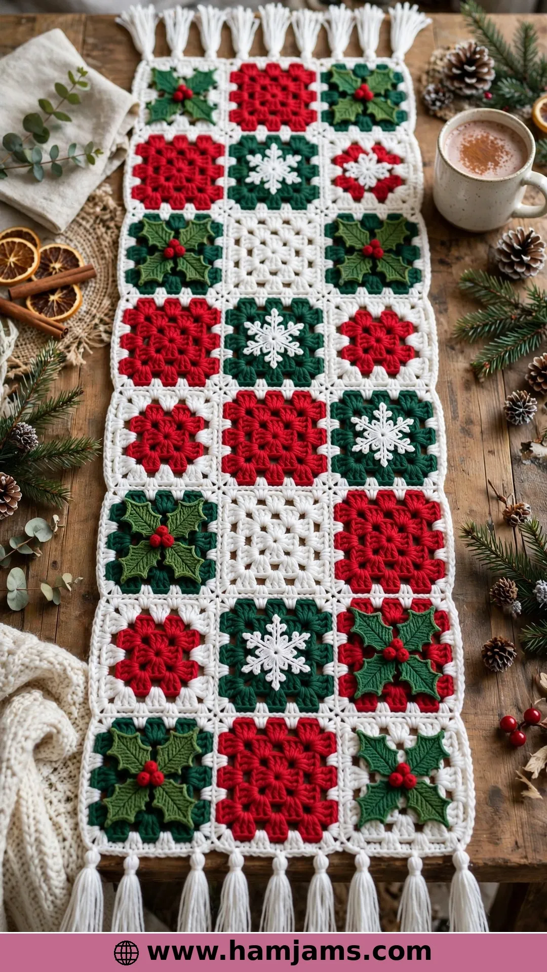A Christmas Runner of Forty-Five Squares