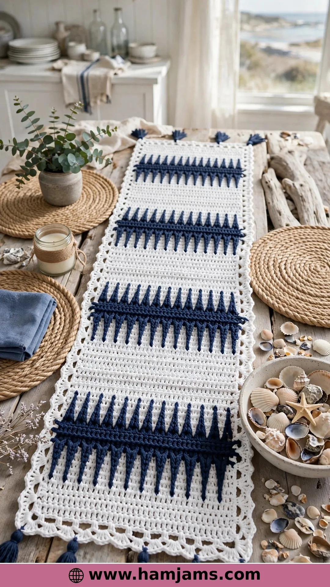 Seaside Stripes with Spike-Stitch Mountains