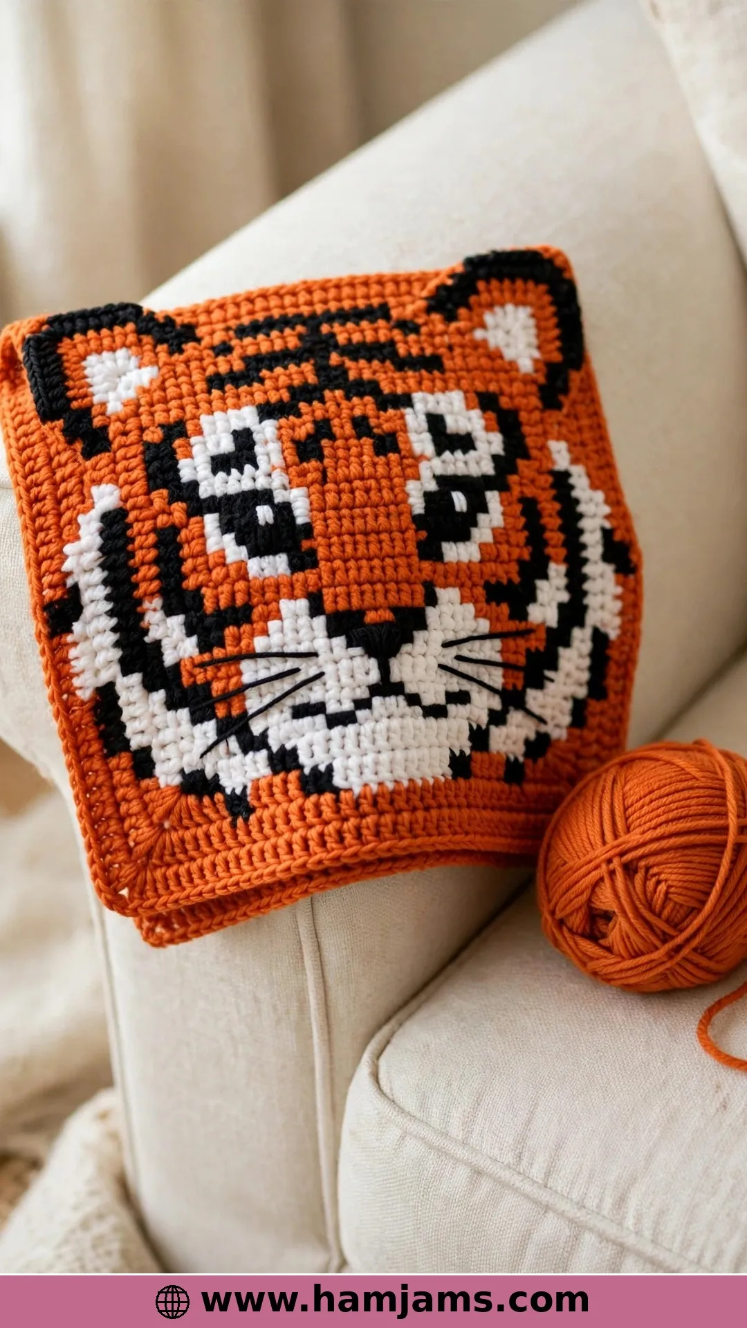 A Bold Tiger Face C2C Square
