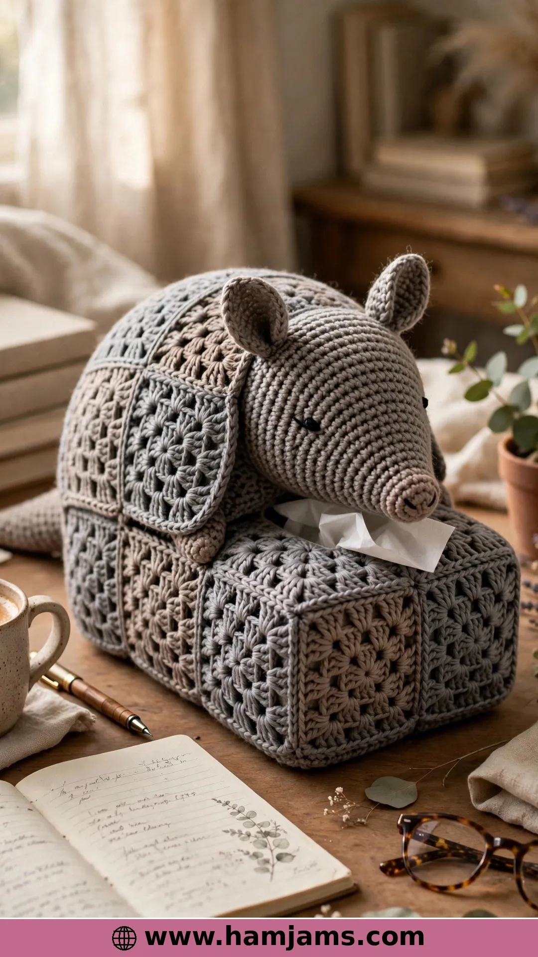 An Armadillo Built from Granny Squares