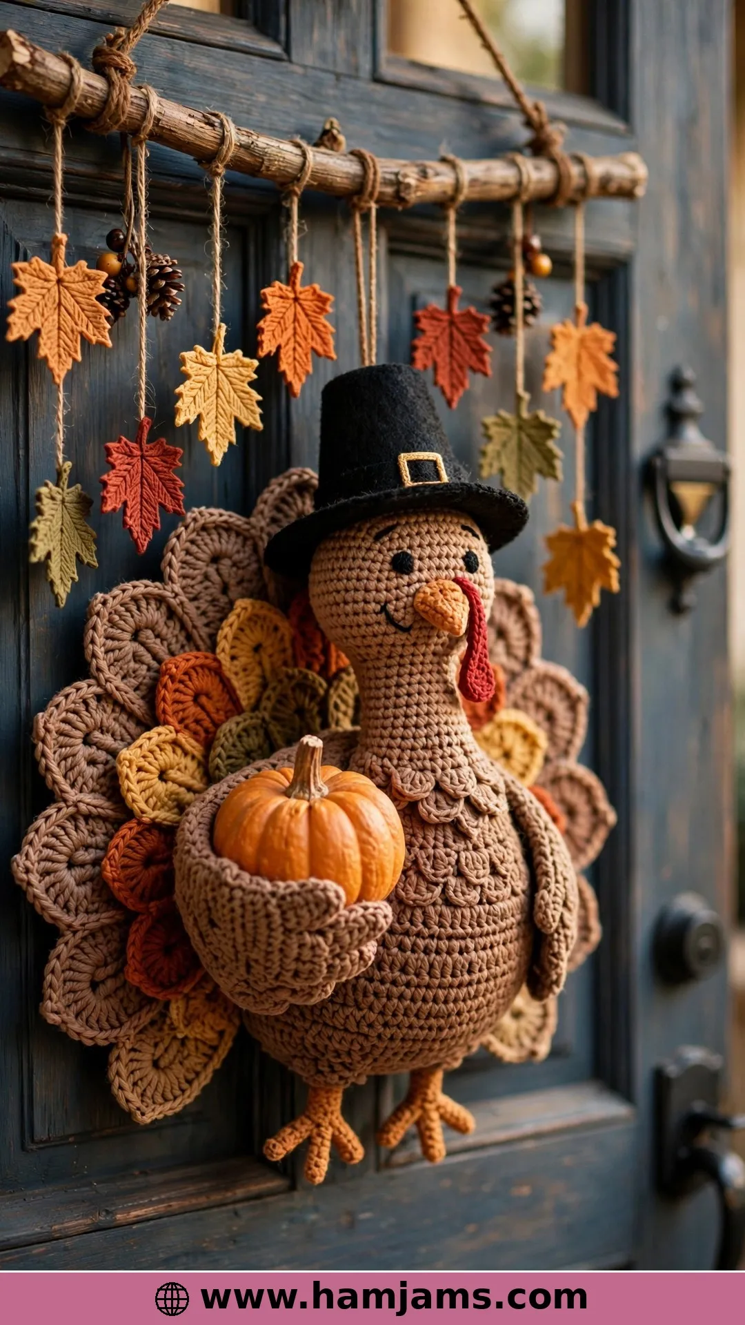 Turkey Door Hanger with Pumpkin