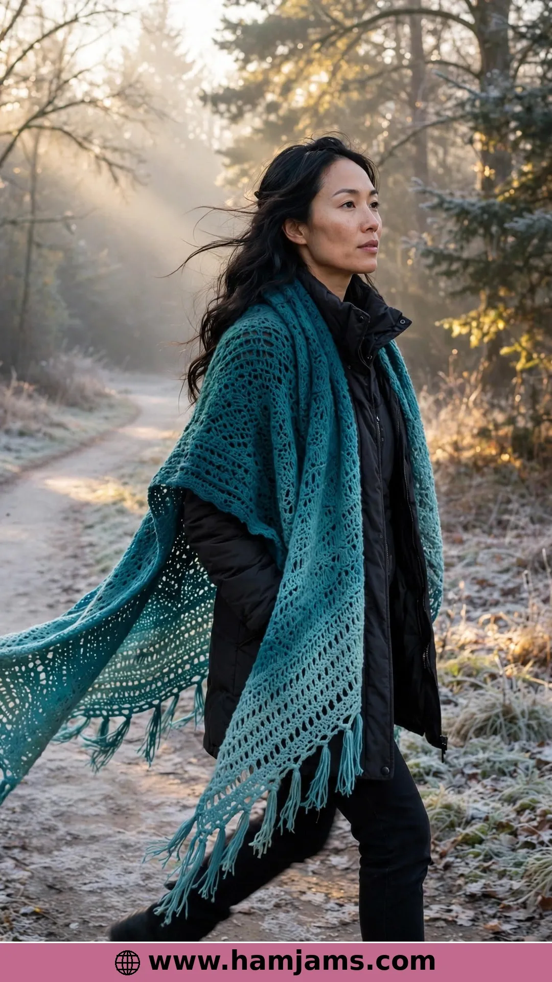 The Winter Walk Wrap in a Single Ombre Skein
