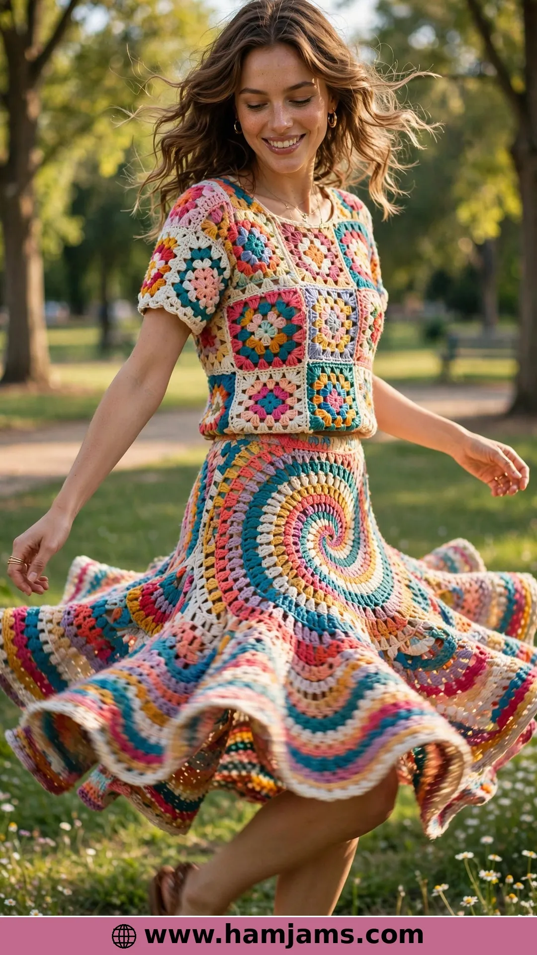 The Granny Stitch Top and Swirl Skirt Set
