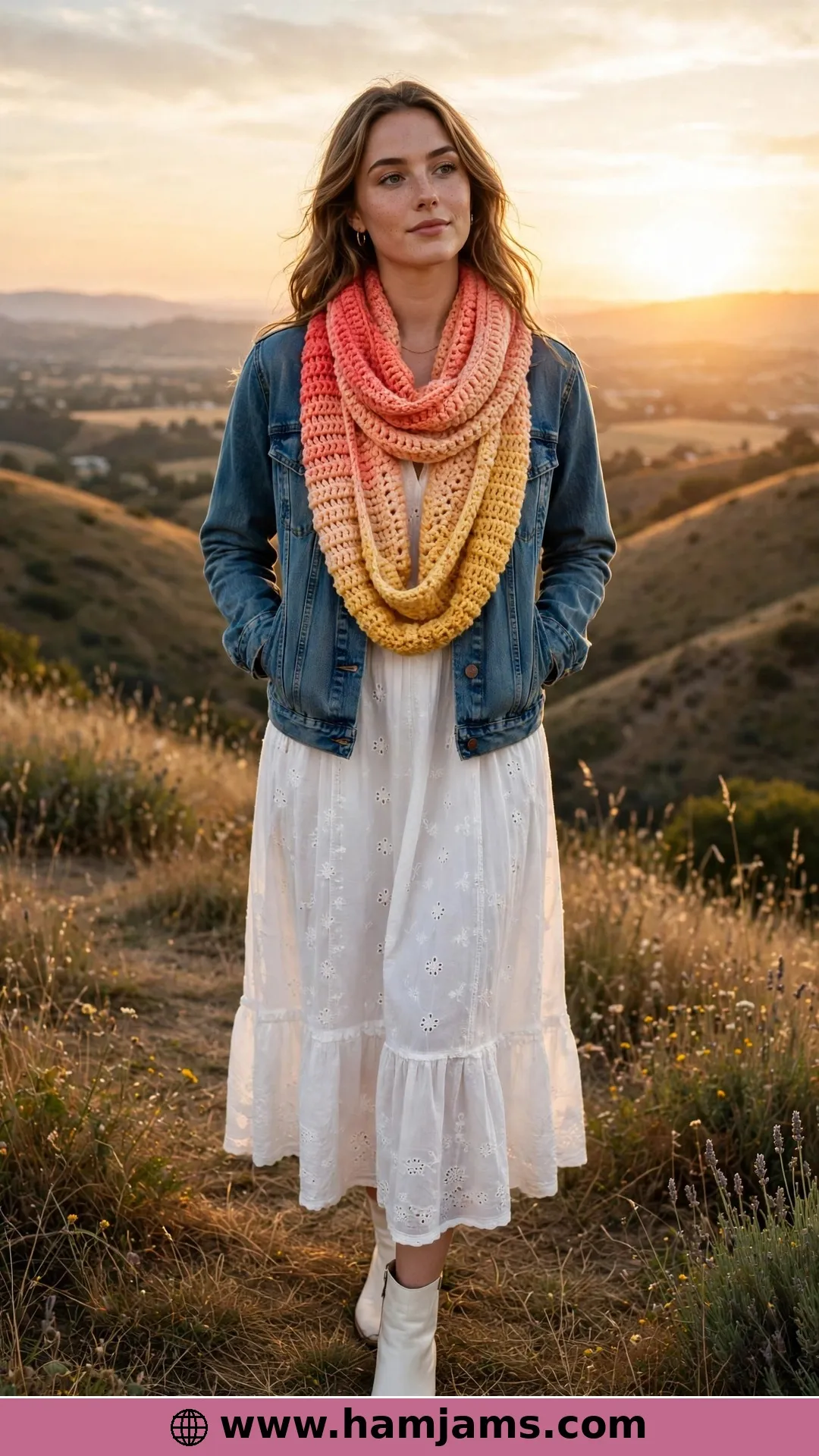 The Amber Sunset Infinity Scarf in Ombré Stripes