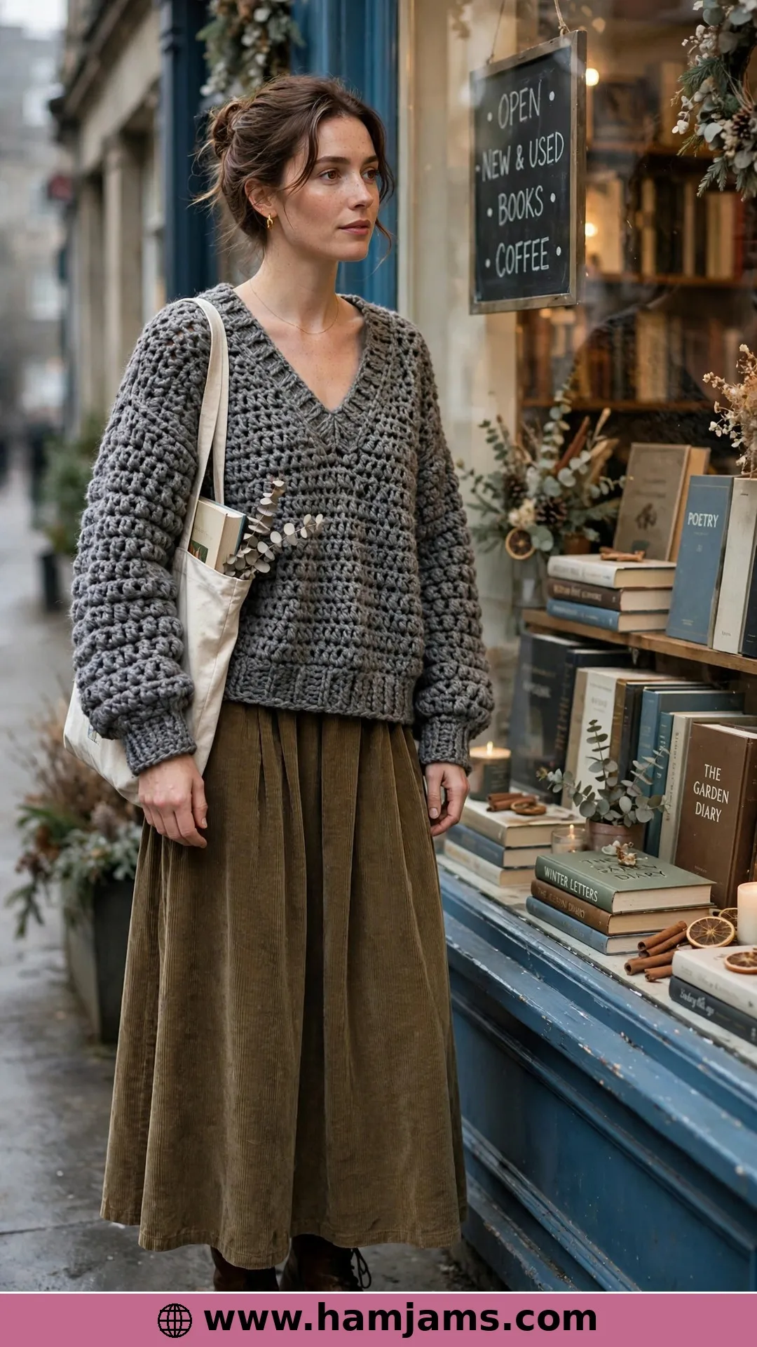 The Oversized Tweed V-Neck with Puff-Stitch Texture