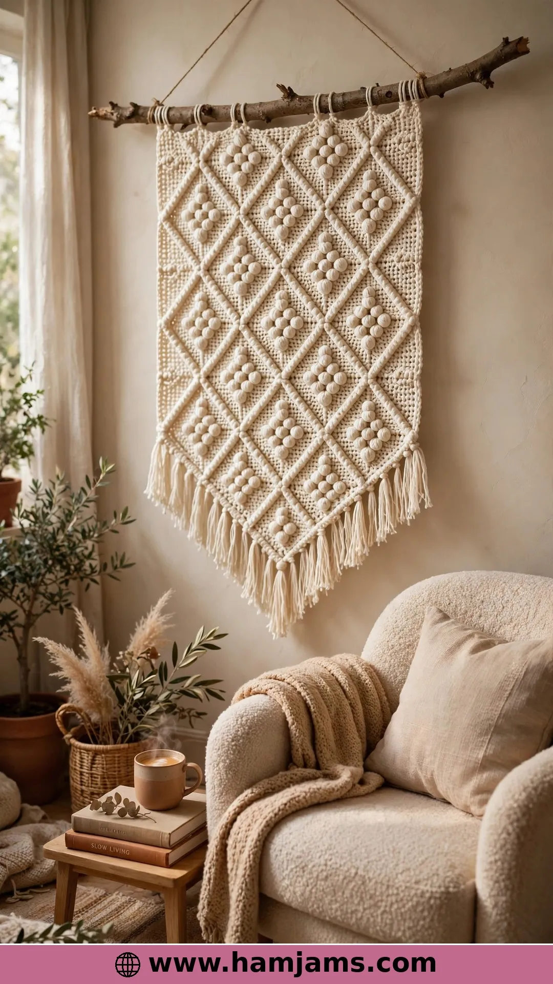 Bobble Diamonds in Soft Ivory Cotton