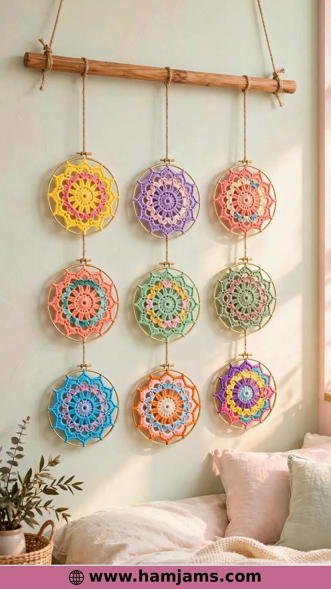 Nine Little Mandalas Dancing on a Dowel