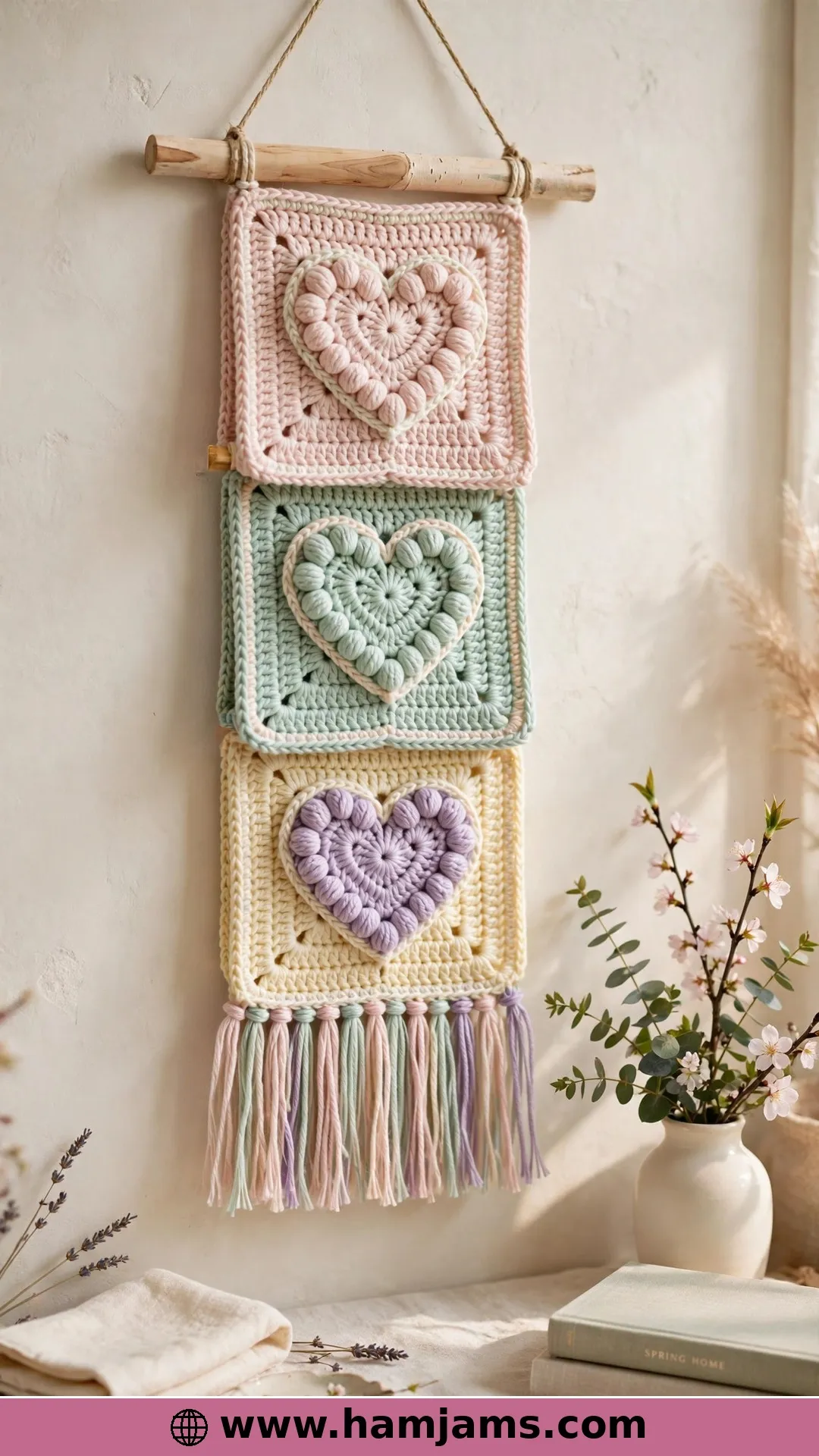 Three Bobble Hearts in a Row