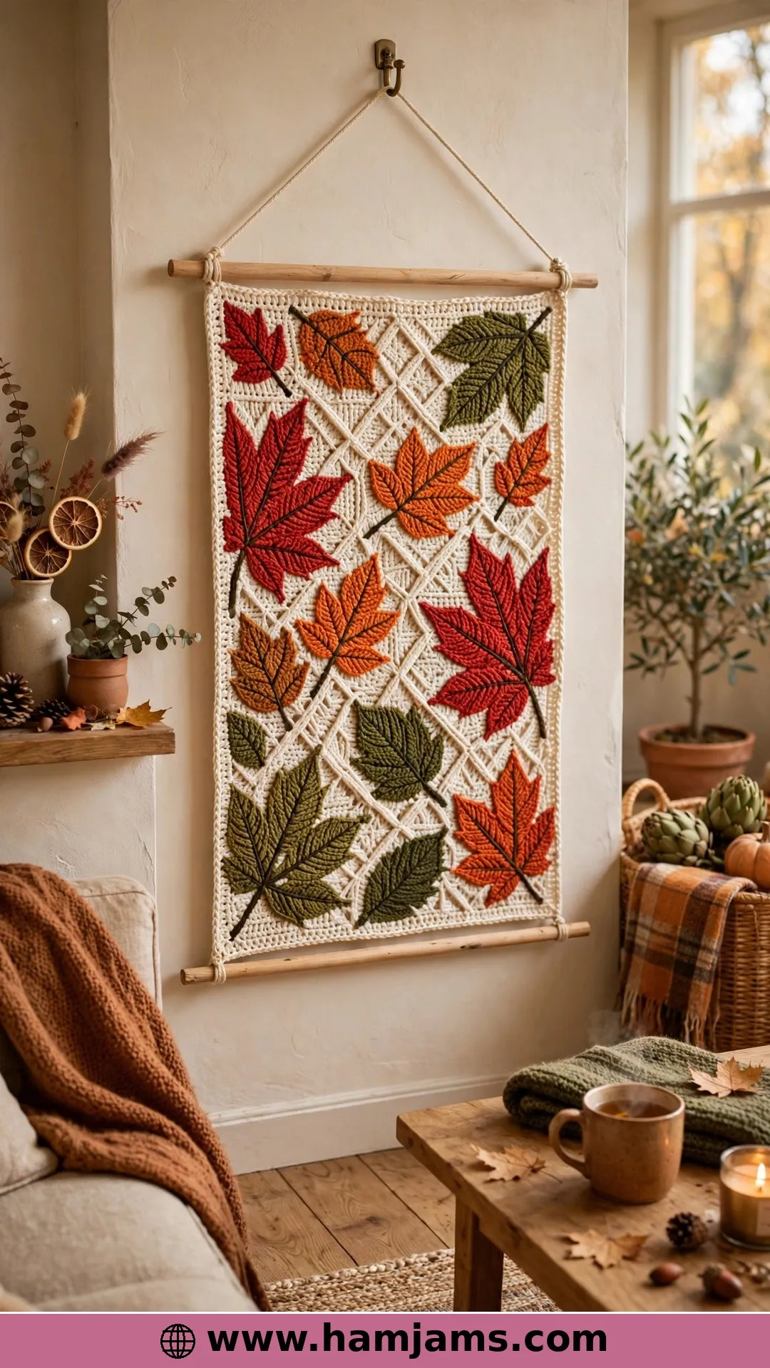 A Tapestry of Falling Leaves Between Two Dowels