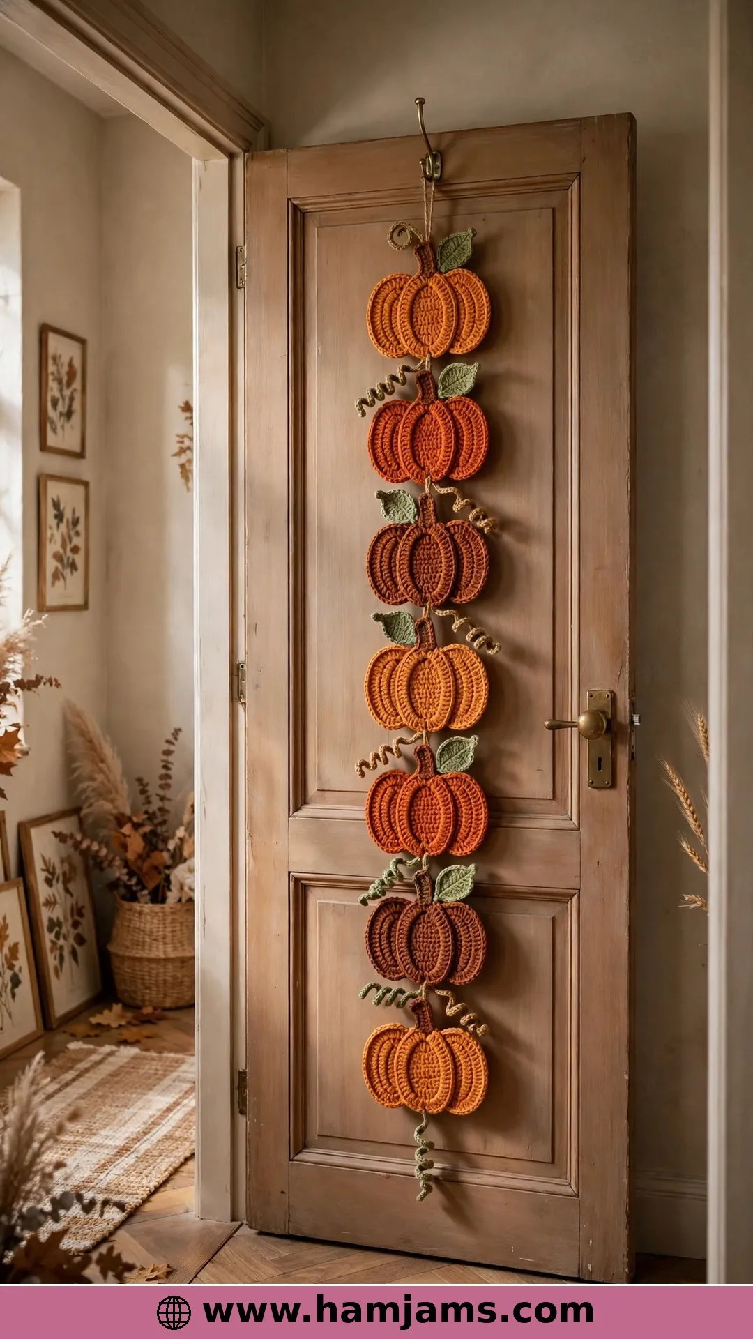 A String of Pumpkins for the Autumn Hallway
