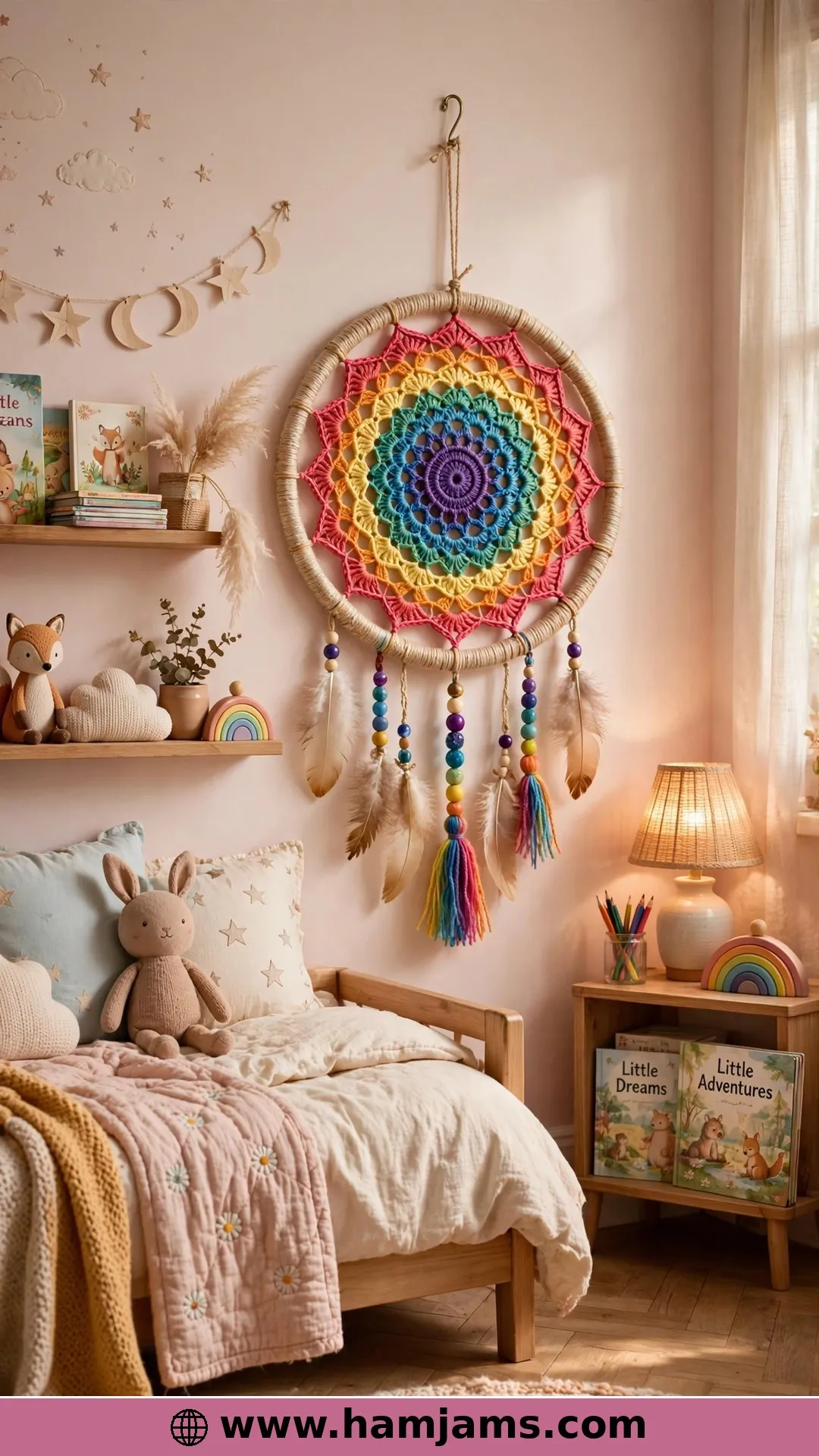A Rainbow Mandala Sewn to Its Hoop