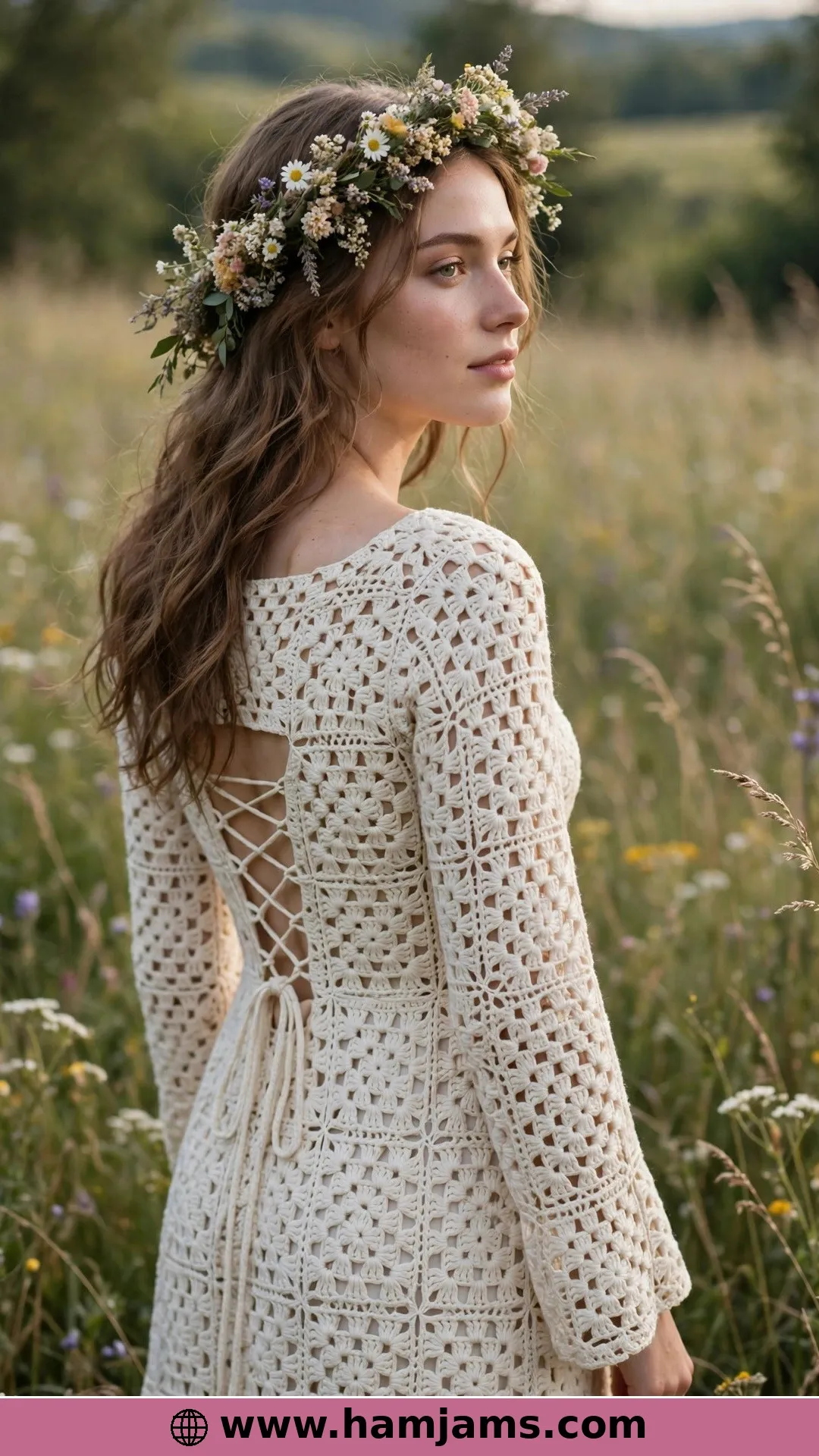 Granny Squares and a Lace-Up Back for the Boho Bride