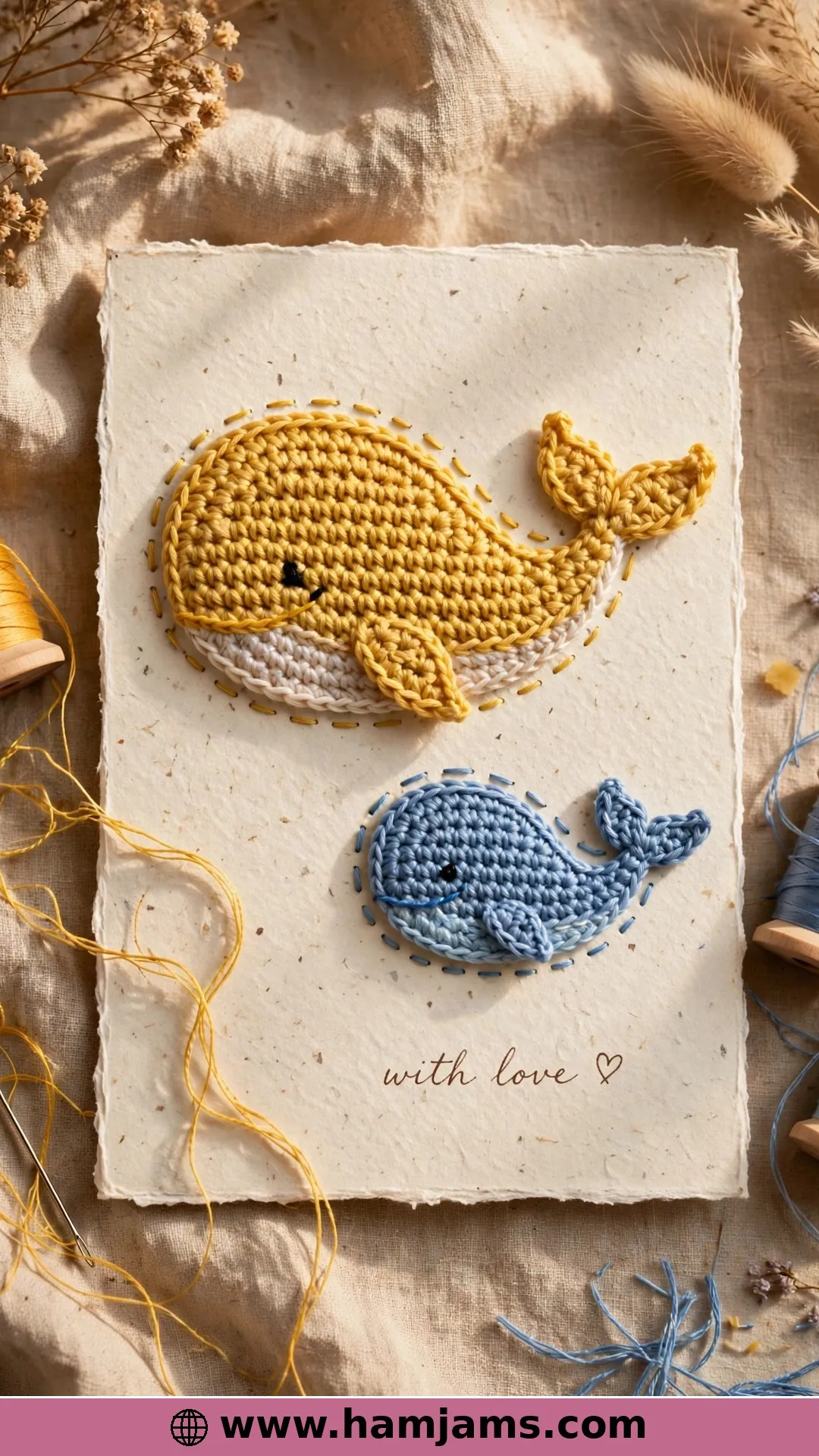Two Little Appliqué Whales for Cards and Blankets