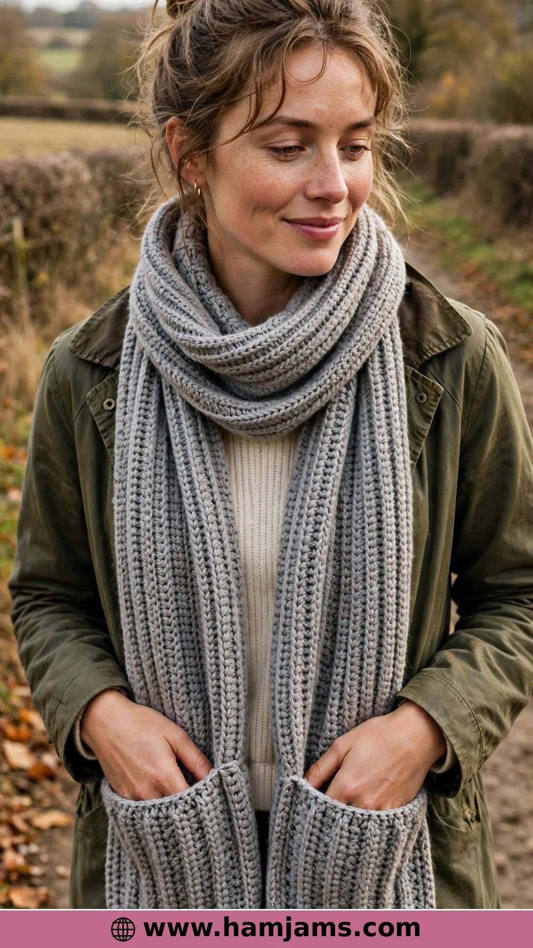 A Ribbed Pocket Scarf for Winter Walks