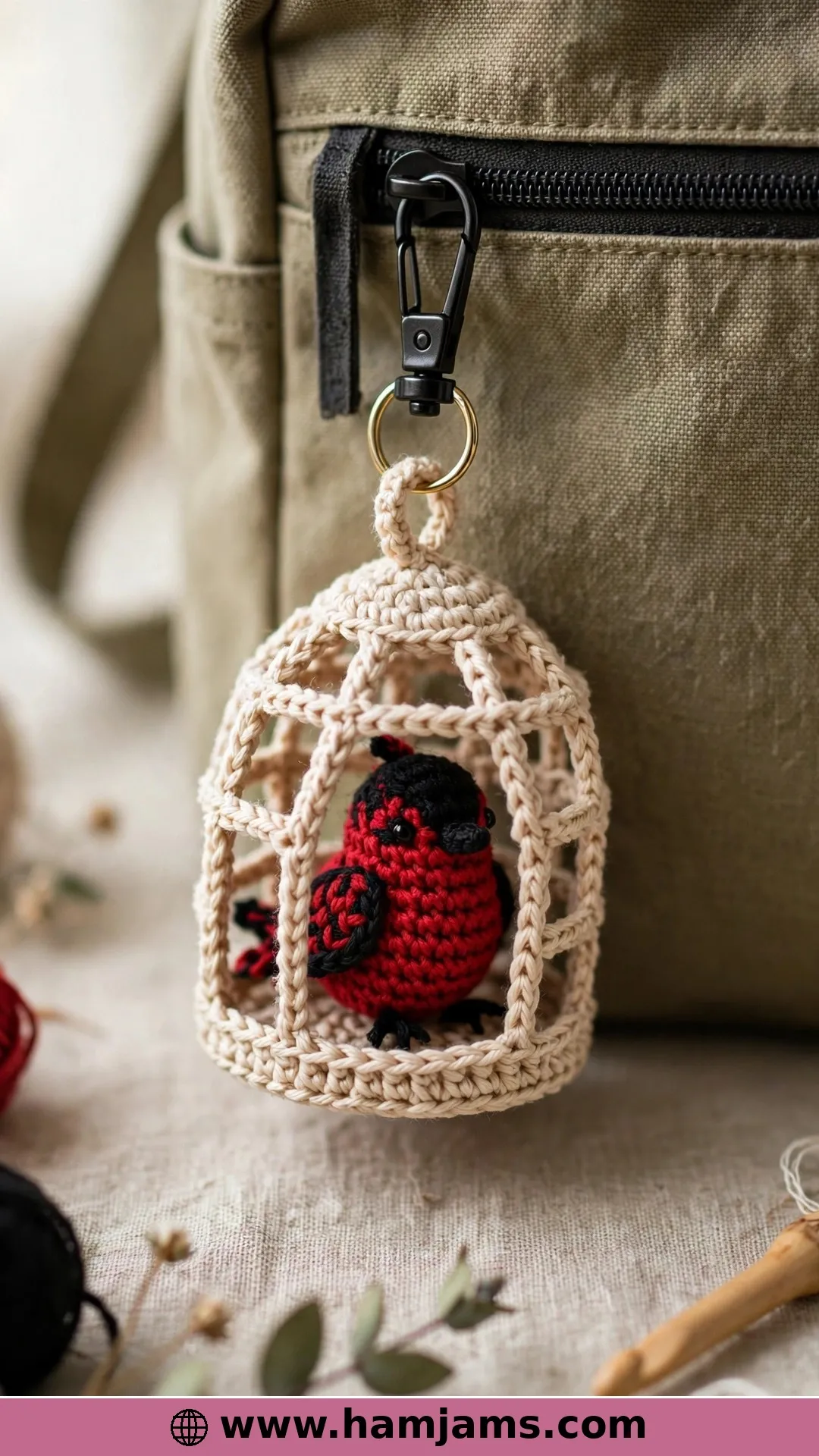 A Tiny Bird in a Cage Keychain