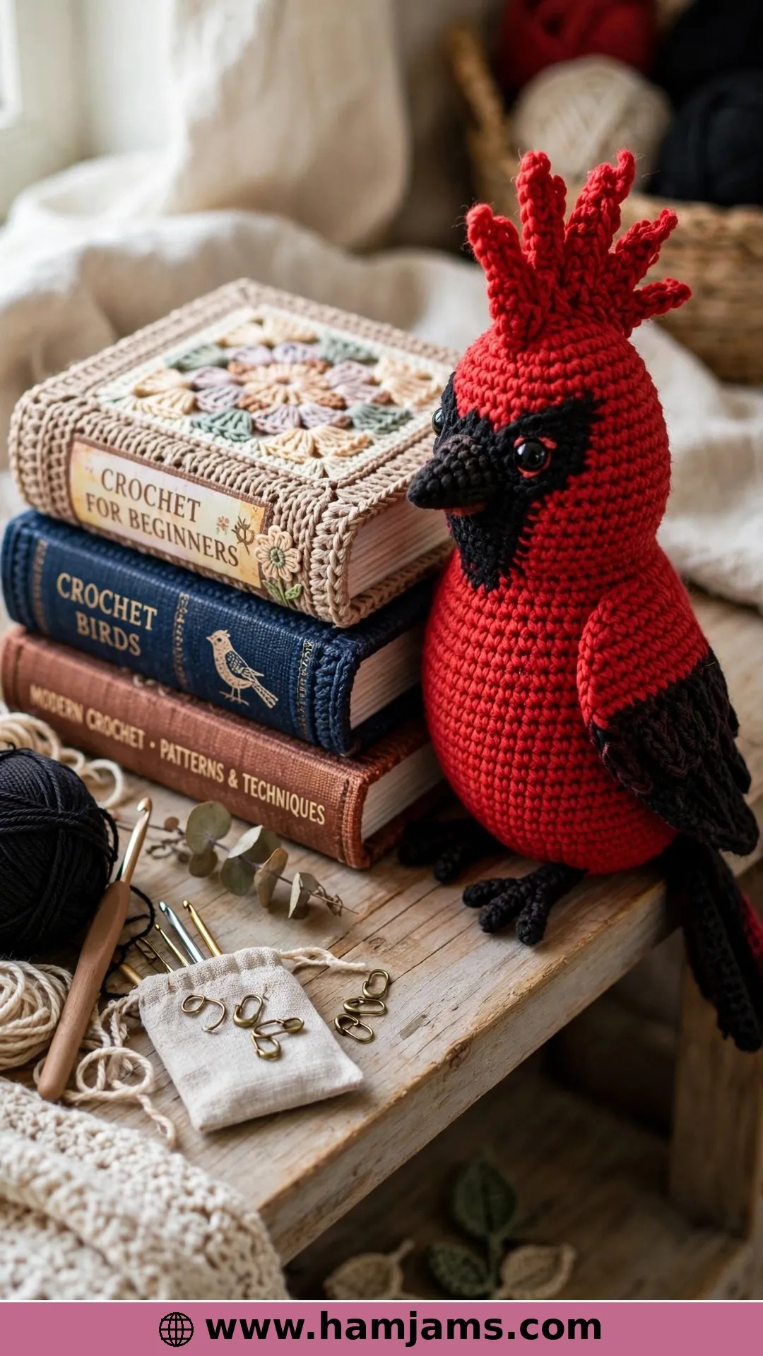 A Northern Cardinal from a Crochet-Along