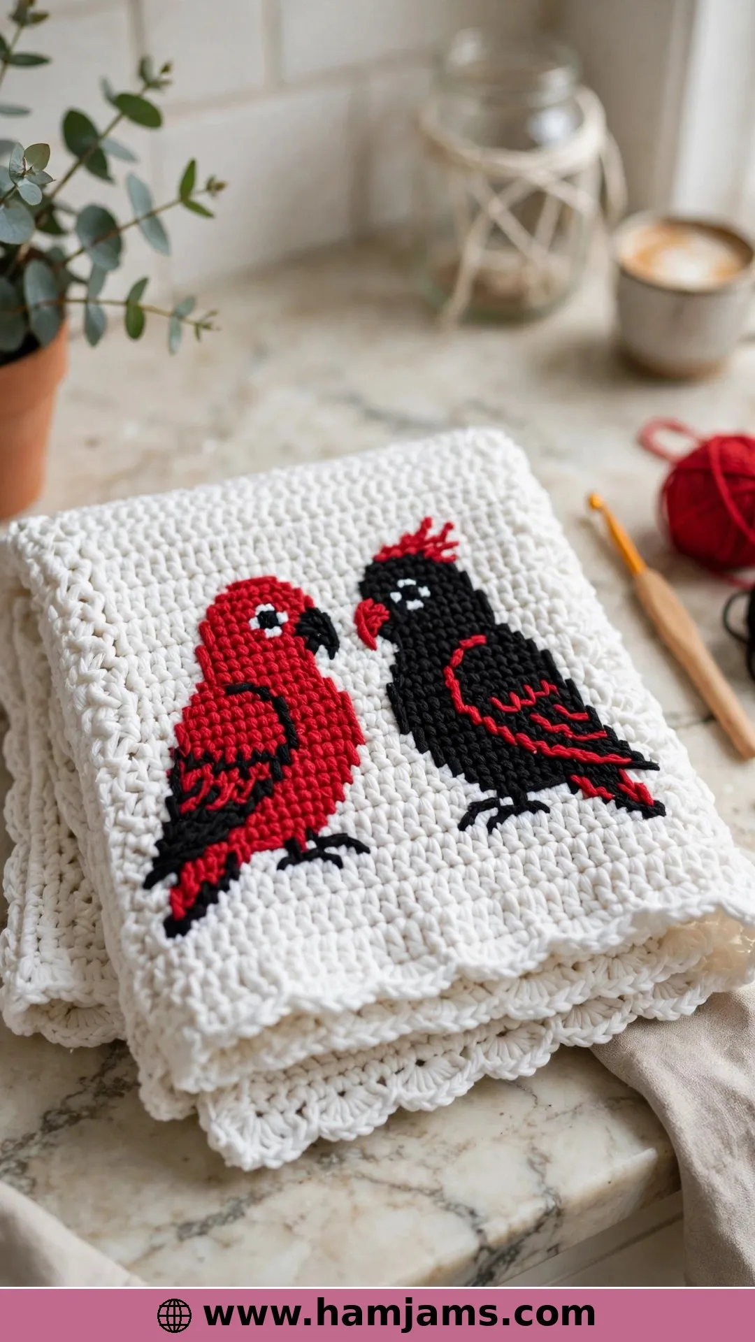 A Lovebird Washcloth for the Kitchen