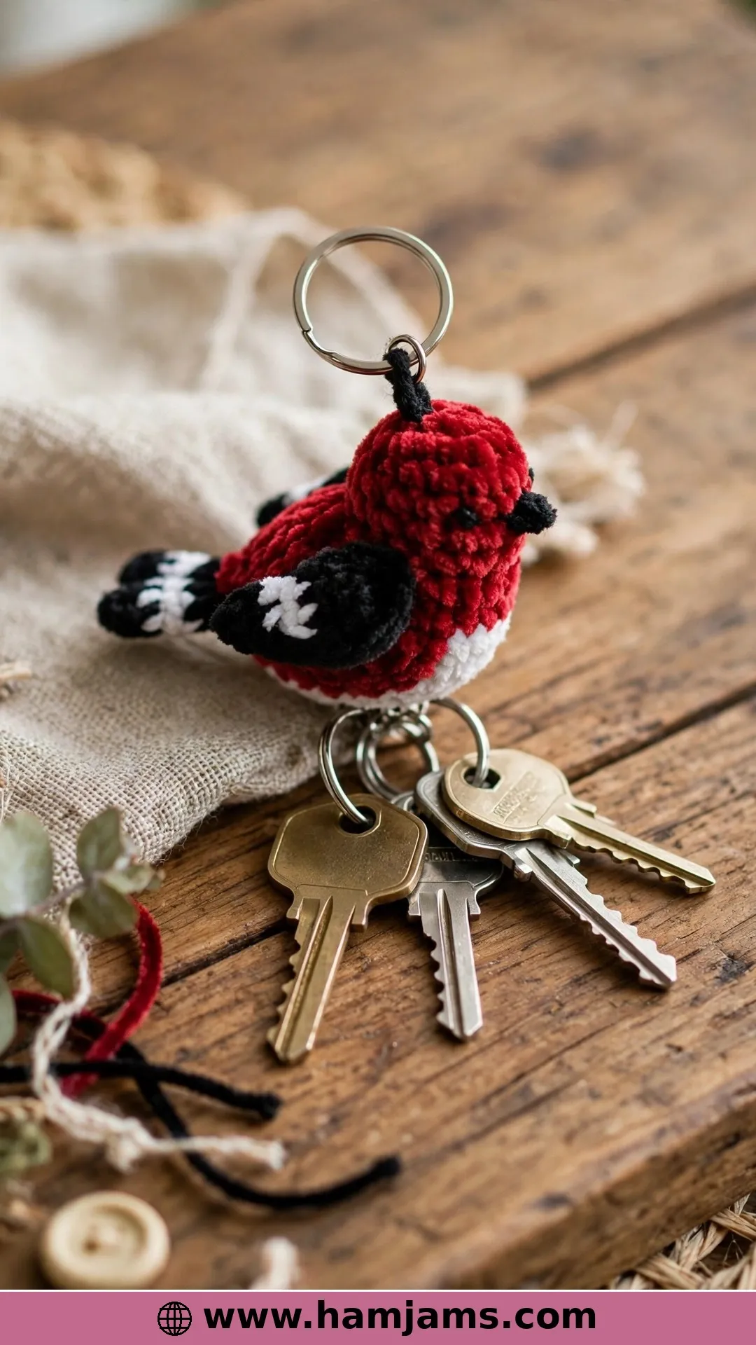 A Velvet Bird Keychain