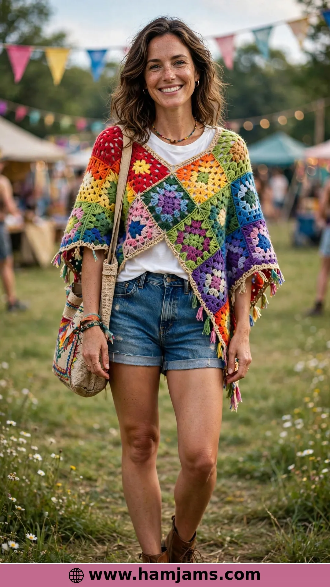 The Rainbow Patchwork Poncho