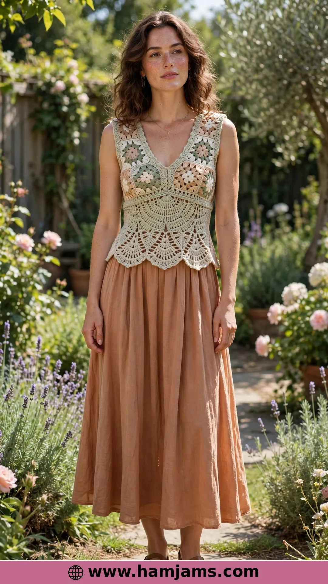 The Empire-Line Vest Top with the Fan-Stitch Skirt