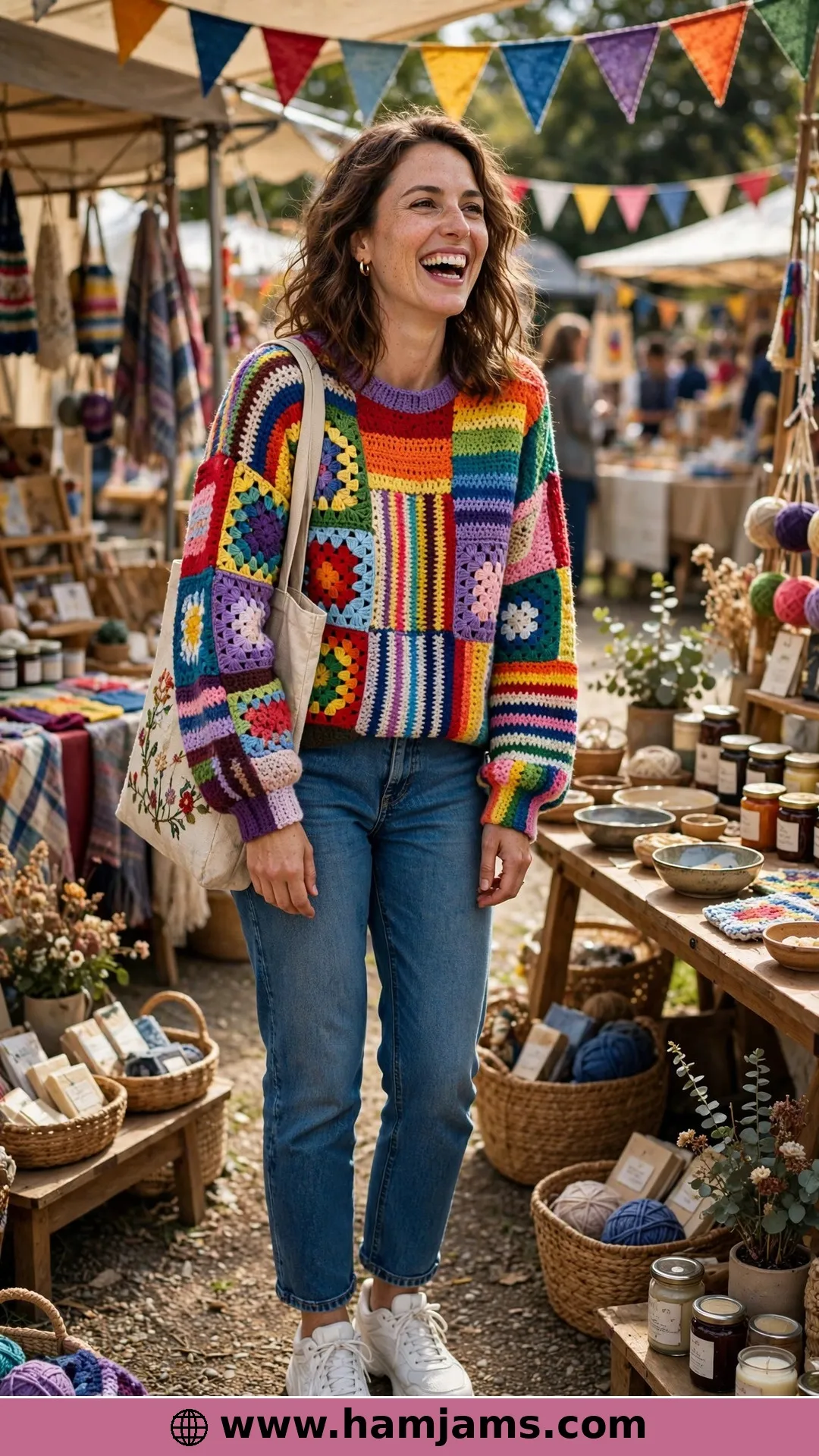 The Squared Rainbow Sweater Built from Squares and Stripes