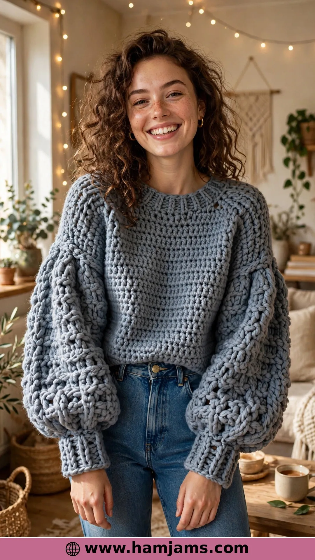 The Beginner Chunky Sweater with Balloon Sleeves