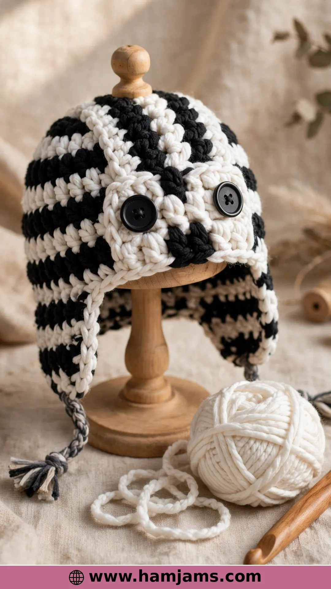 The DROPS Zebra Hat With Earflaps